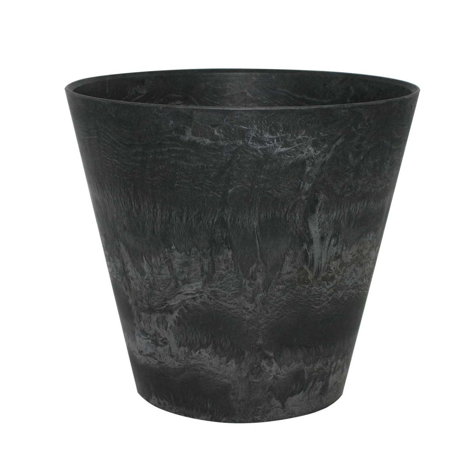 Plantenpot-bloempot in een natuursteen look Dia 17 cm en Hoogte 15 cm zwart