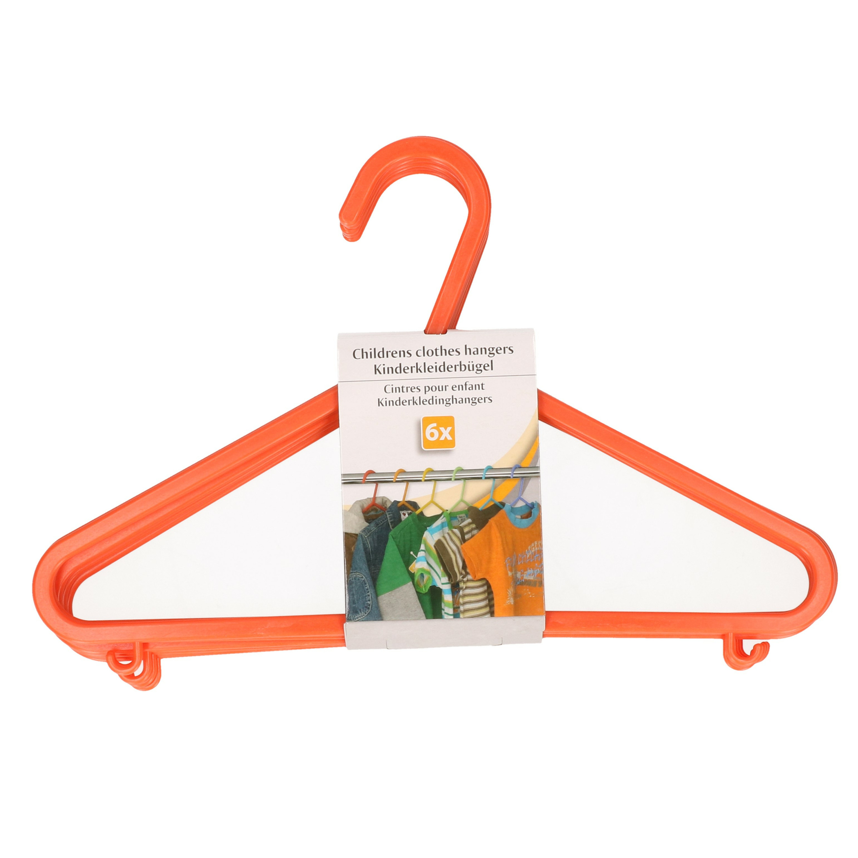 Plastic kinderkleding-baby kledinghangers oranje 6x stuks 17 x 28 cm