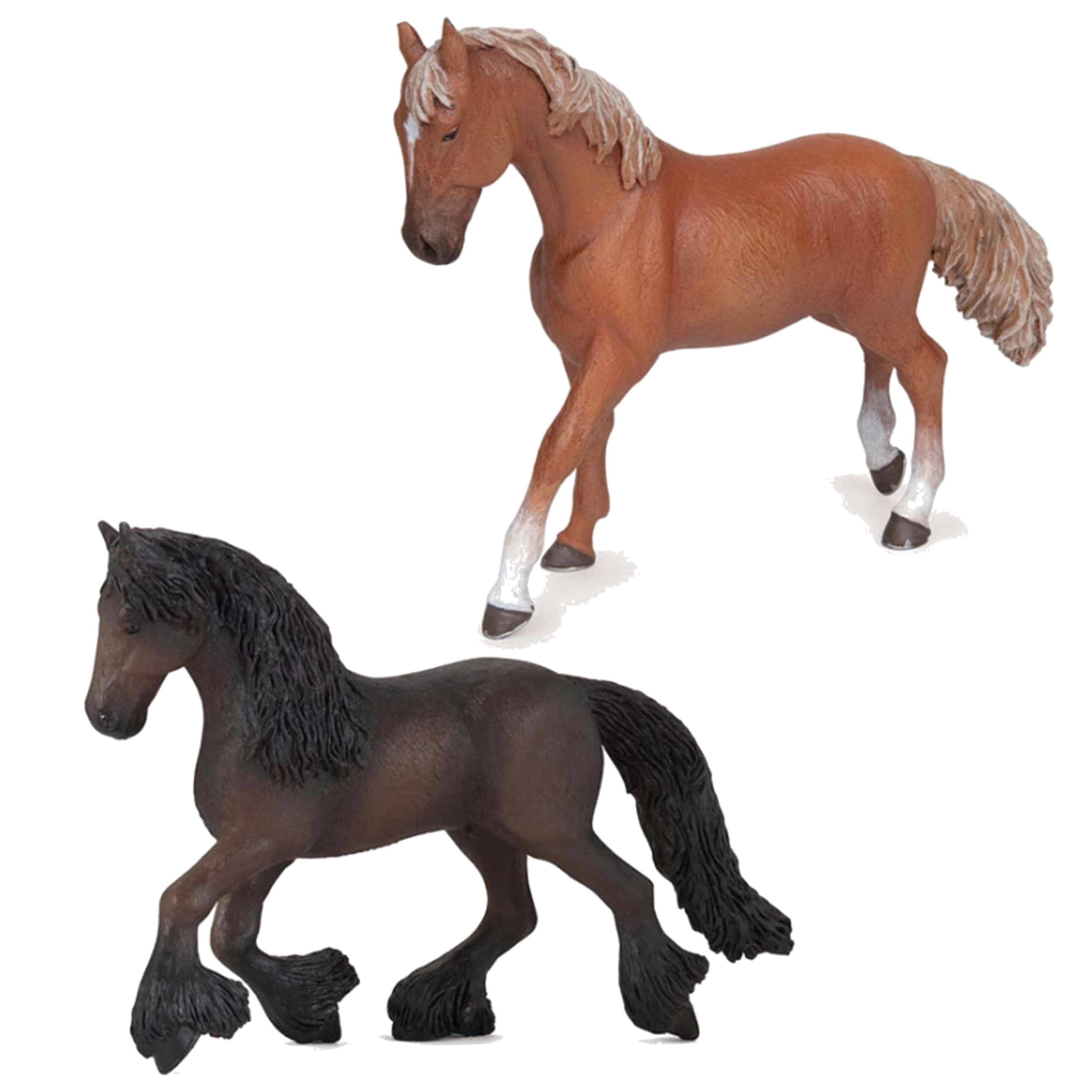 Plastic speelgoed boerderijdieren set van 2x stuks paarden -