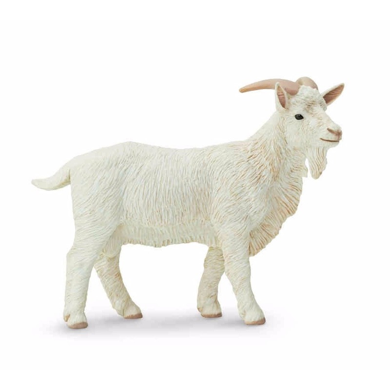 Plastic speelgoed figuur witte geit bok 9 cm -