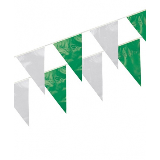Plastic vlaggenlijn groen-wit 10 meter