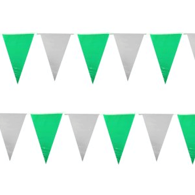 Plastic vlaggenlijn groen/wit 10 meter