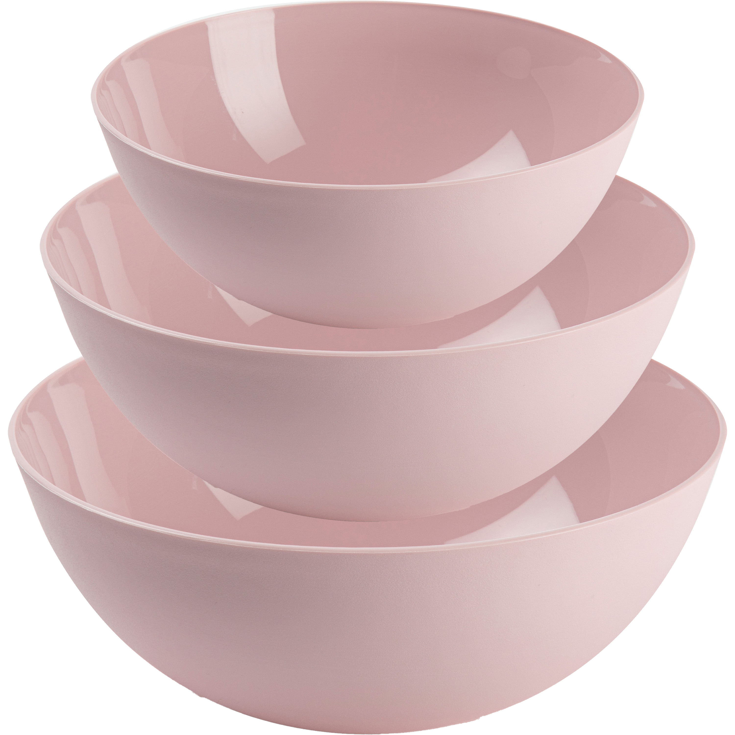 Plasticforte voedsel serveer schalen set 3x stuks roze kunststof Dia 20-25-28 cm
