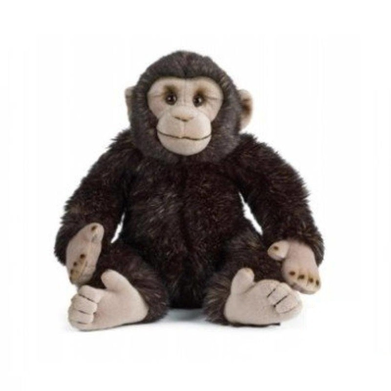 Living Nature Pluche bruine chimpansee aap/apen knuffel 30 cm -