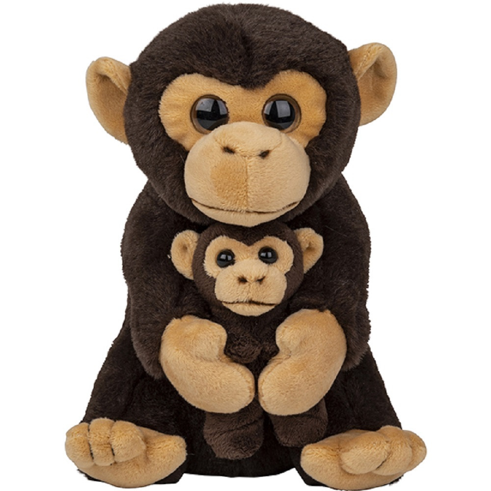 Nature Planet Pluche familie Chimpansees apen knuffels van 22 cm -