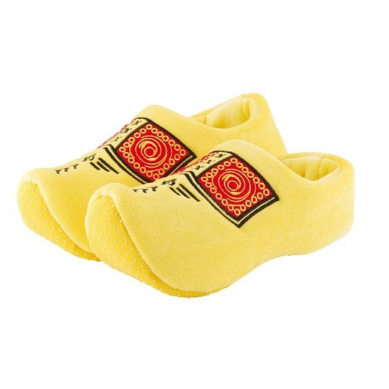 Pluche gele klompen-clogs sloffen-pantoffels voor volwassenen