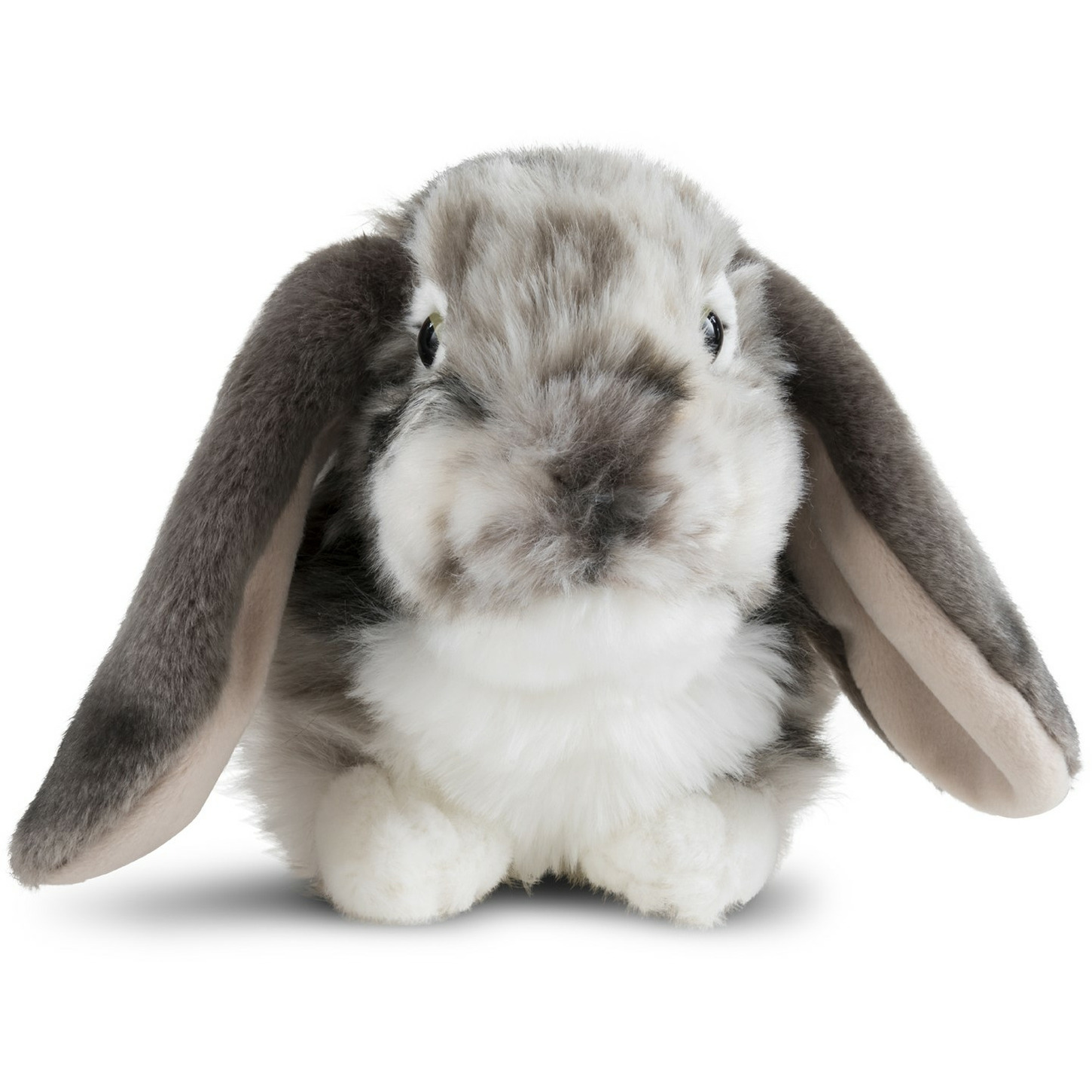 Living Nature Pluche grijs/wit hangoor konijn knuffel 30 cm speelgoed -