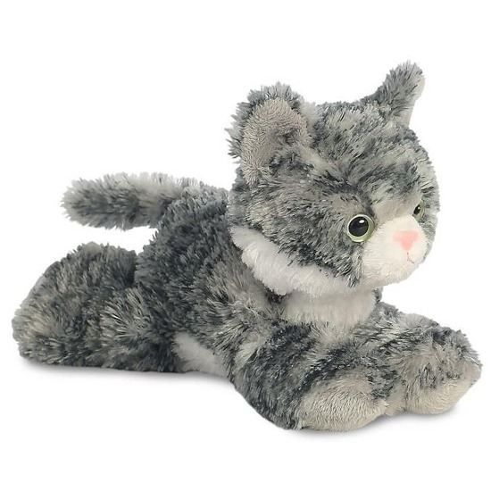 Pluche grijs-witte kat-poes knuffel 20 cm speelgoed