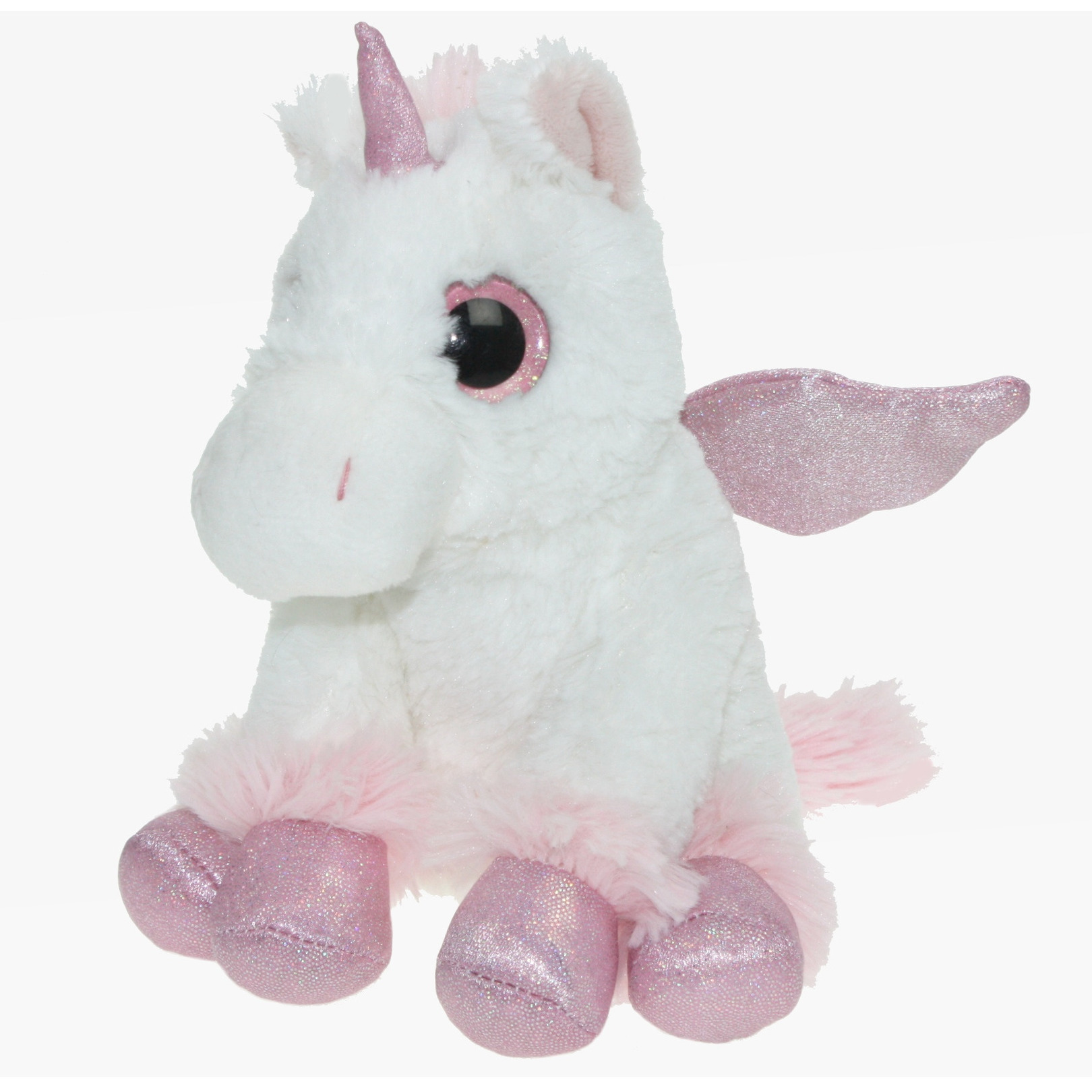Pluche knuffel dieren Unicorn/eenhoorn wit/roze van 20 cm -