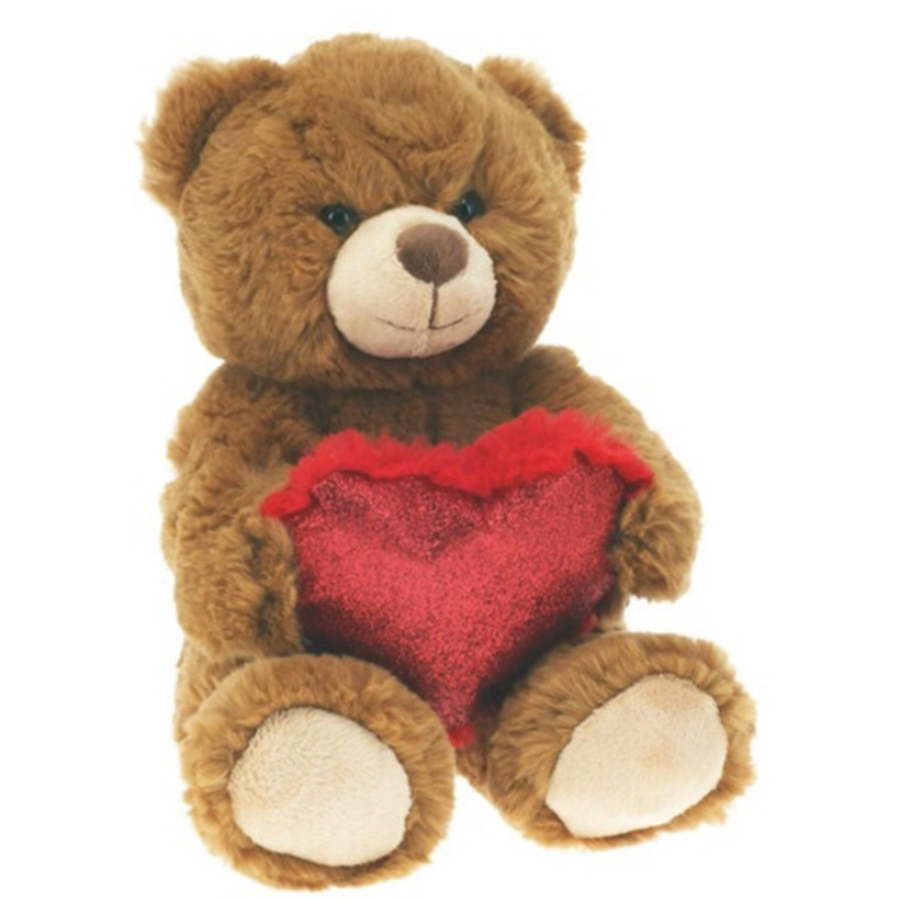 Pluche knuffelbeer-teddybeer met hartje donker bruin 26 cm