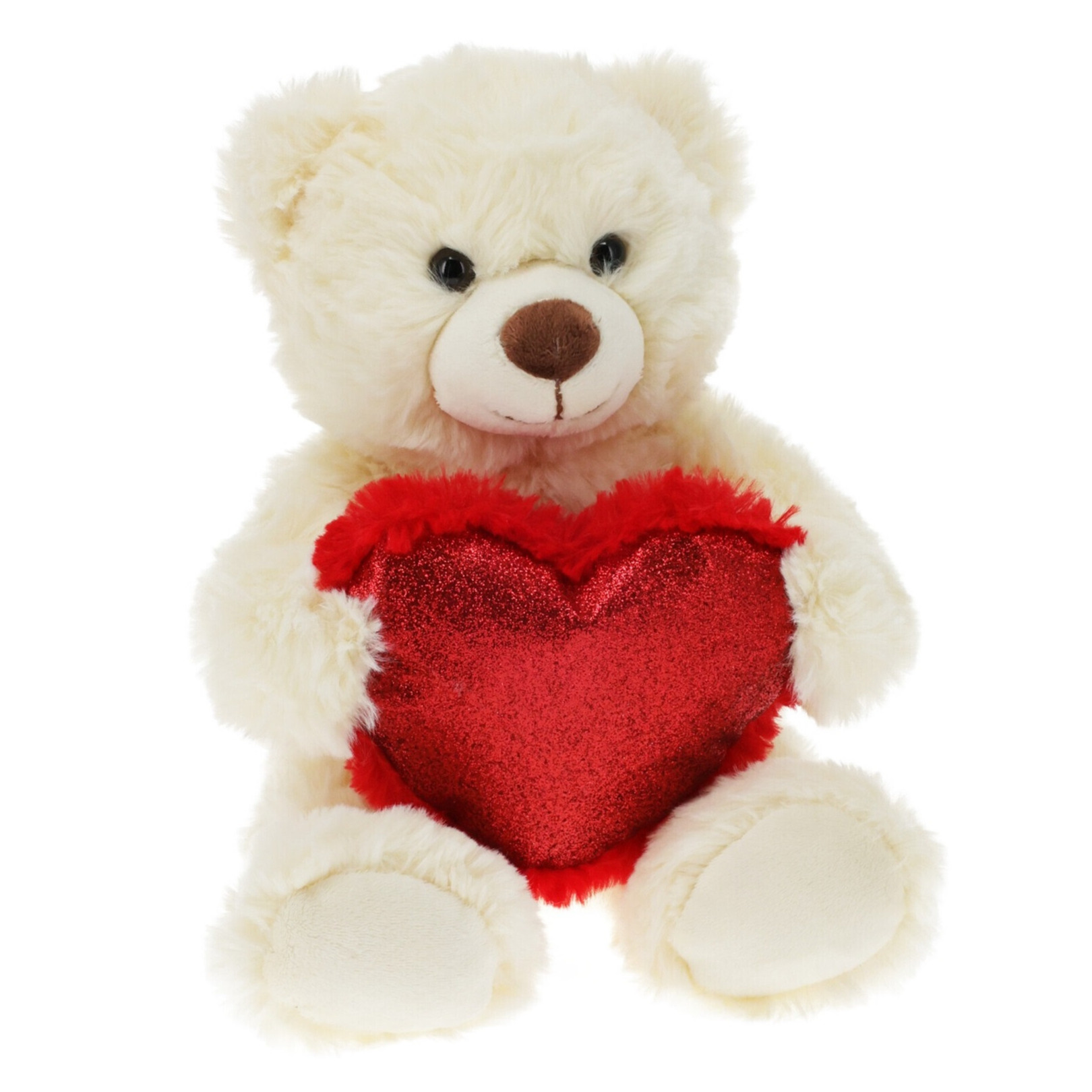 Pluche knuffelbeer-teddybeer met hartje wit 26 cm