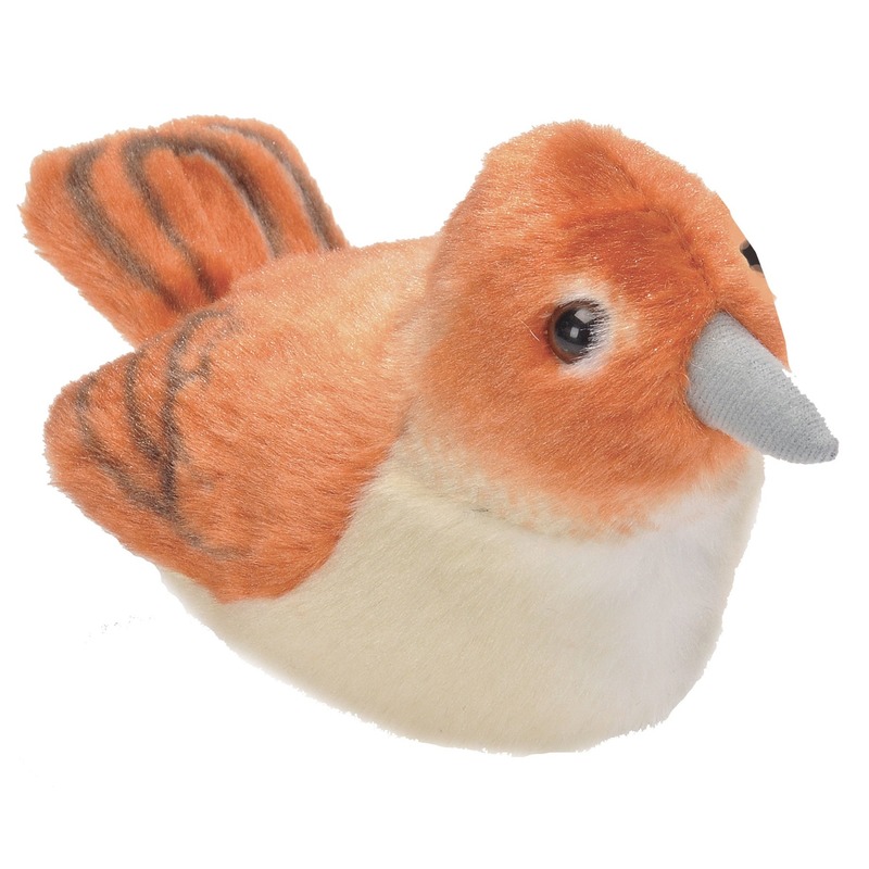 Pluche nachtegaal knuffel vogel met geluid 13 cm speelgoed