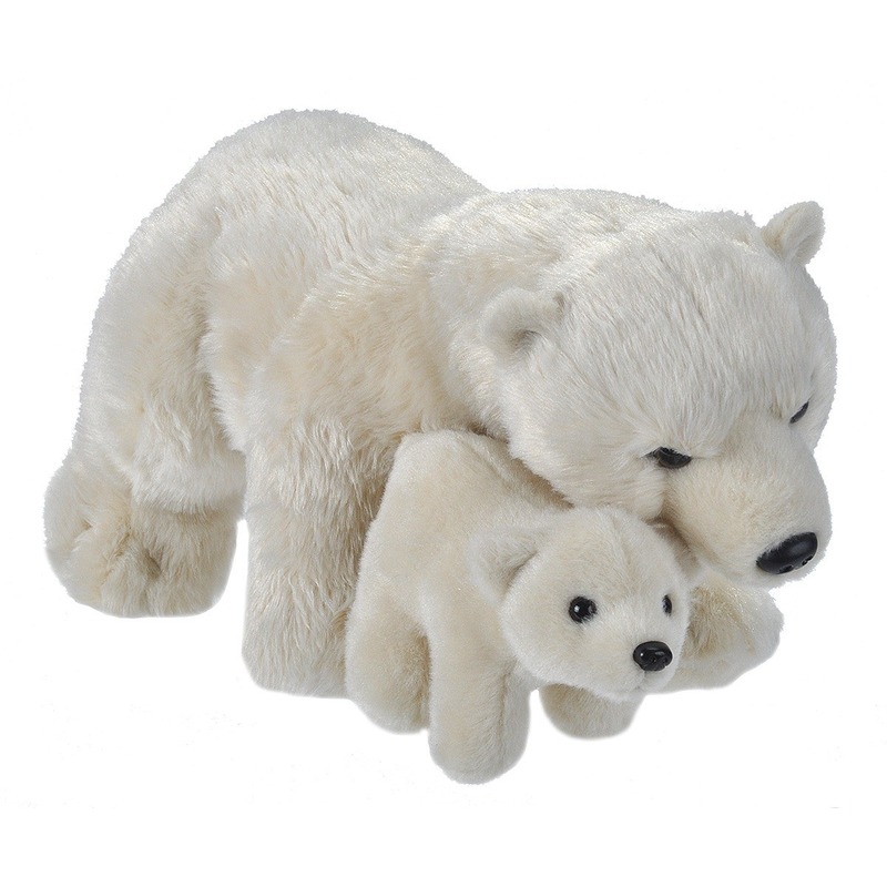 Pluche witte ijsbeer met baby-ijsberen knuffels 38 cm speelgoed