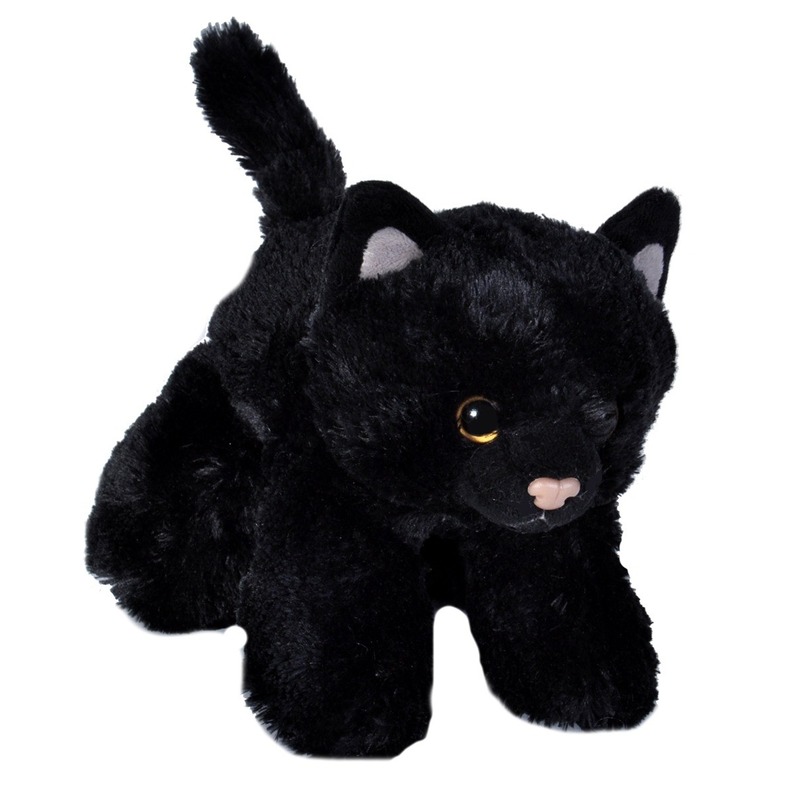 Pluche zwarte kat-poes knuffel 18 cm