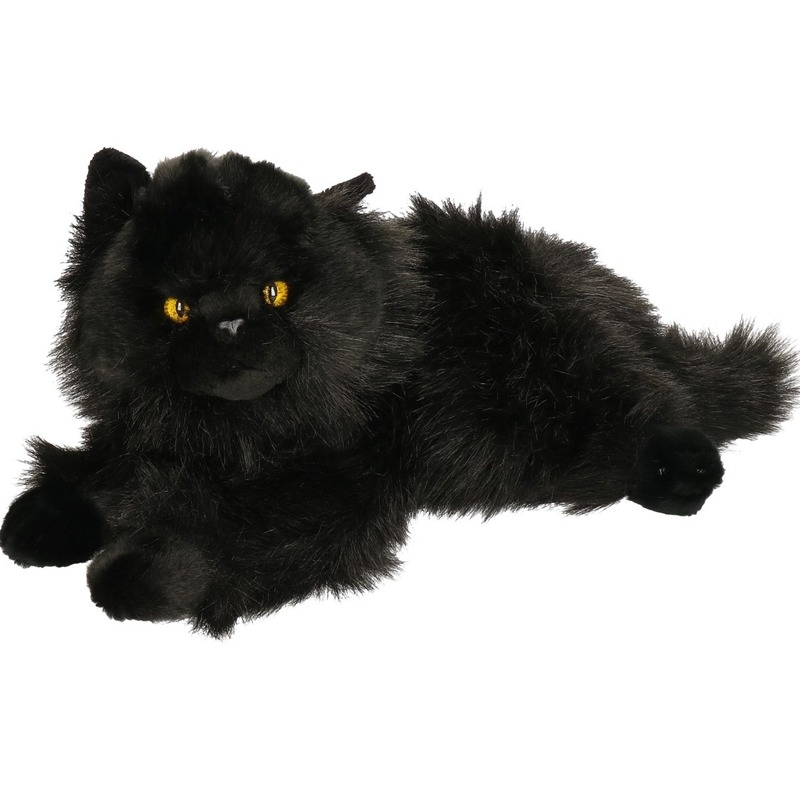 Pluche zwarte Perzische kat-poes knuffel 30 cm speelgoed