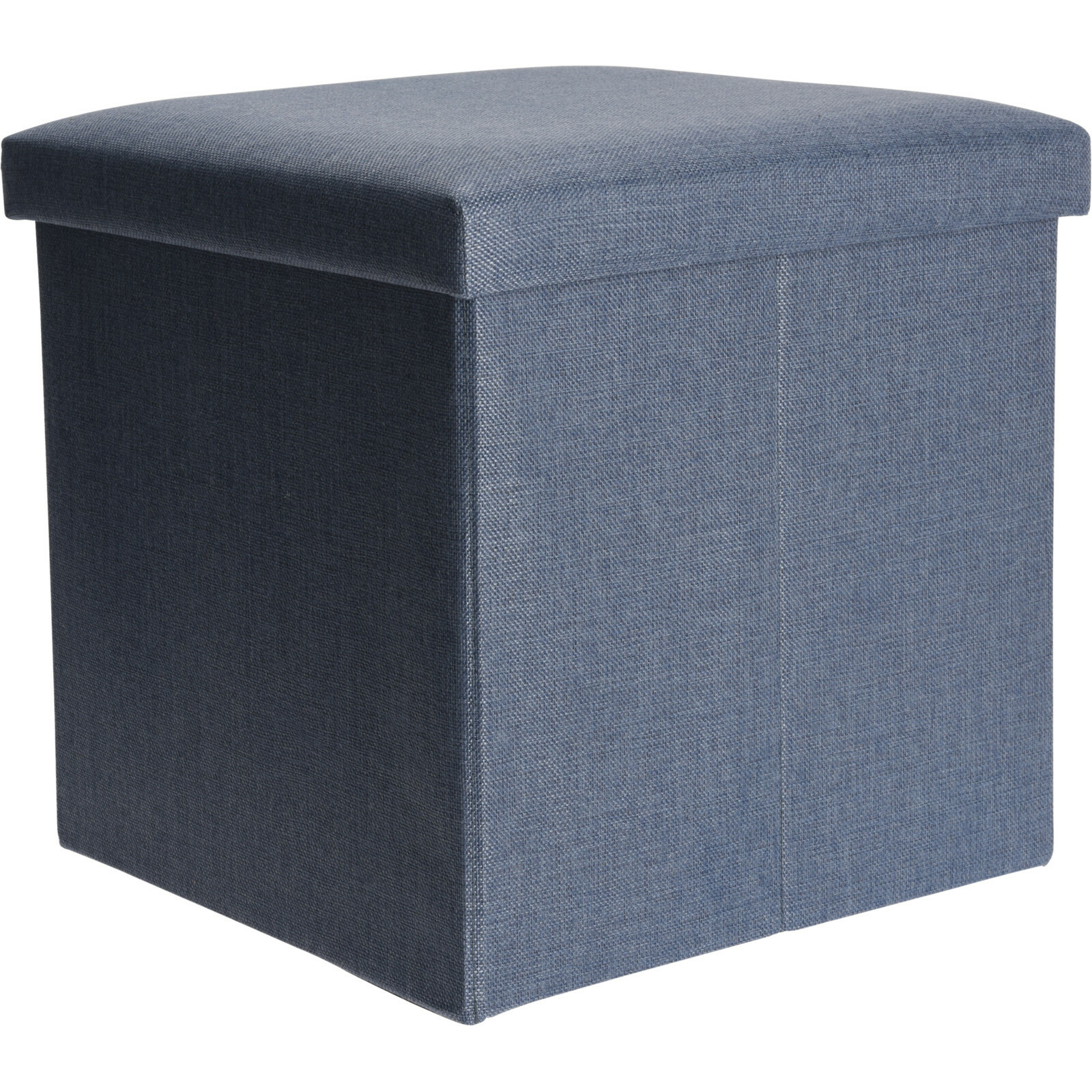 Poef-hocker-krukje opbergbox blauw polyester 38 x 38 cm opvouwbaar