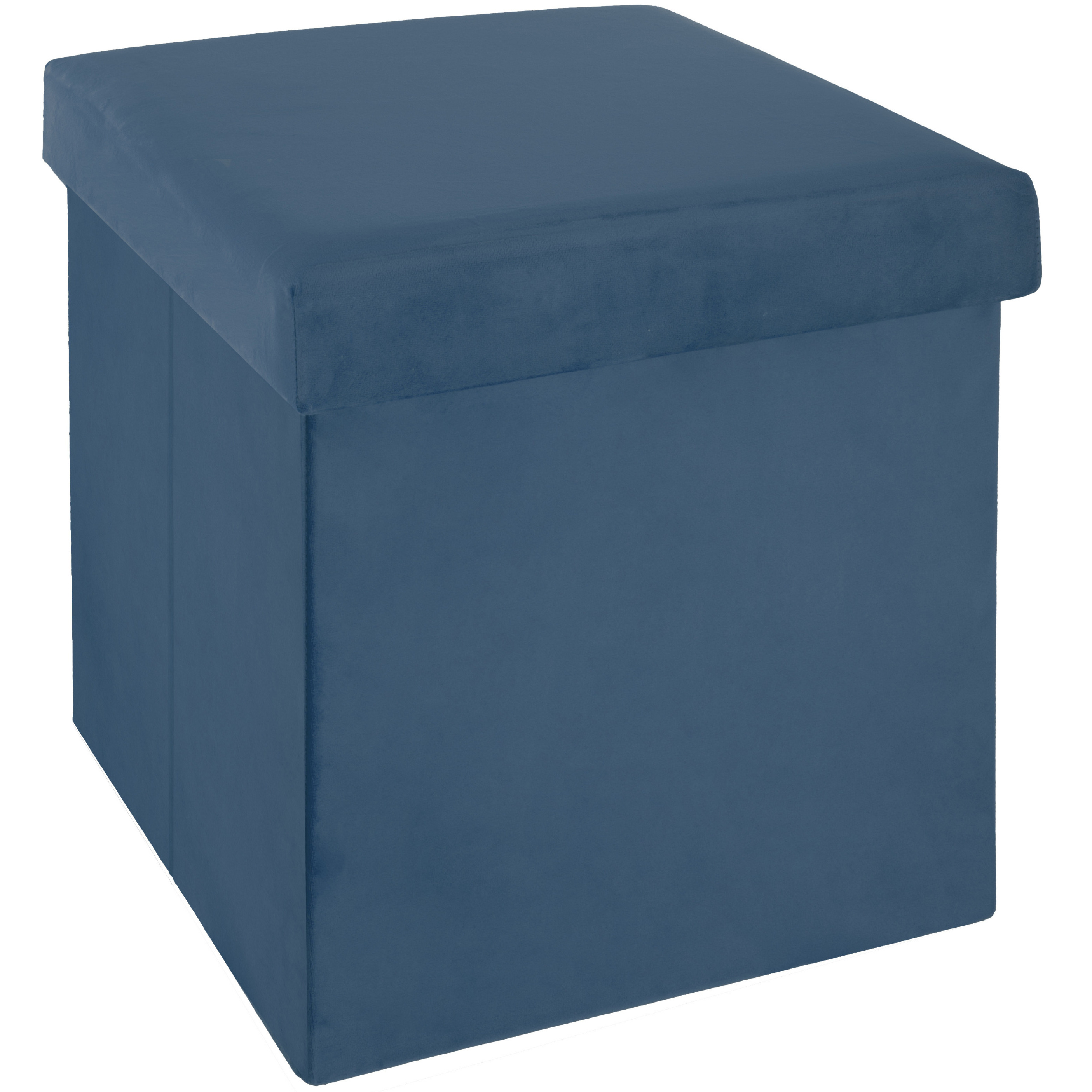 Poef-hocker opbergbox blauw kunststof-mdf 38 x 38 x 38 cm opvouwbaar