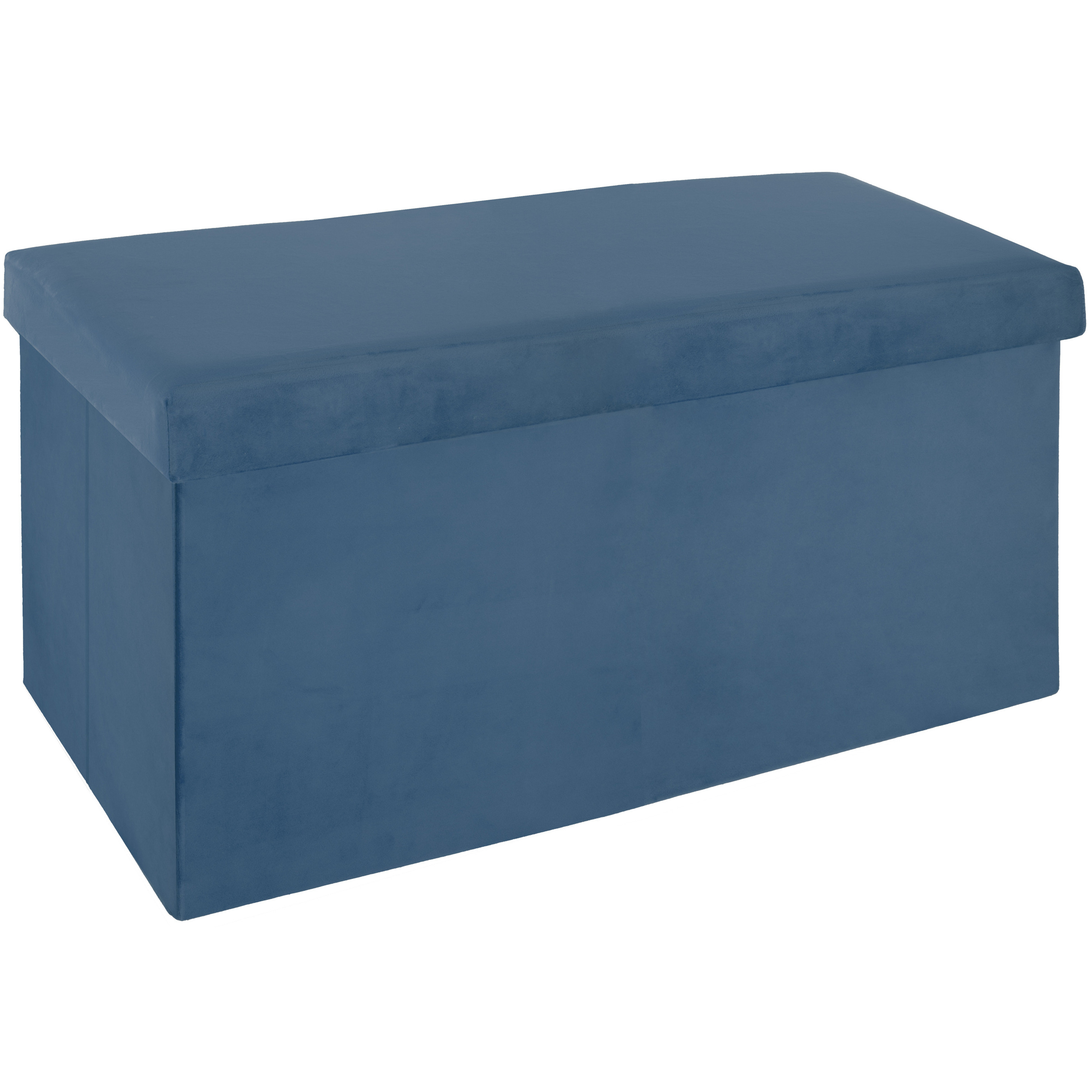 Poef-hocker opbergbox blauw kunststof-mdf 76 x 38 x 38 cm opvouwbaar