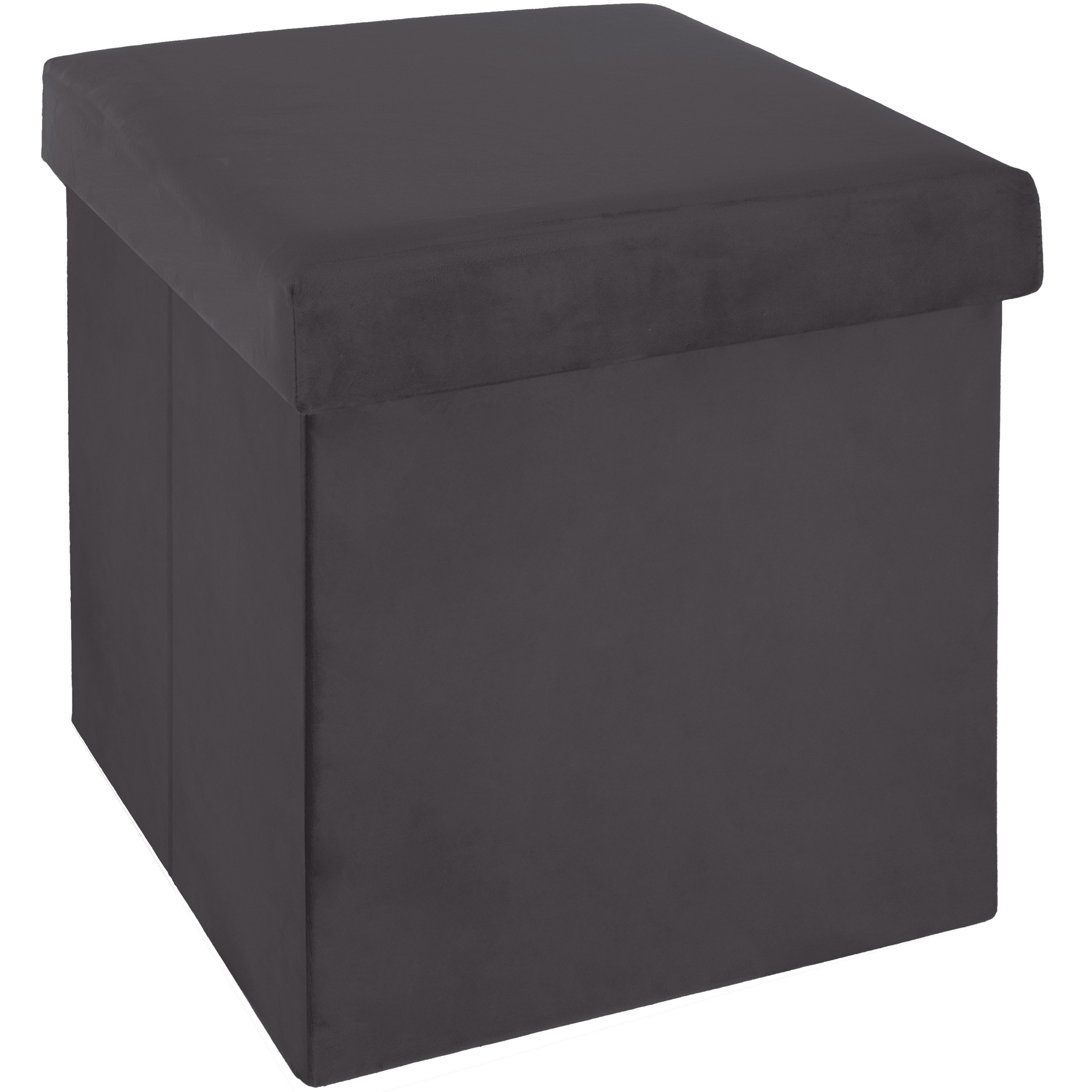 Poef-hocker opbergbox donkergrijs kunststof-mdf 38 x 38 x 38 cm opvouwbaar