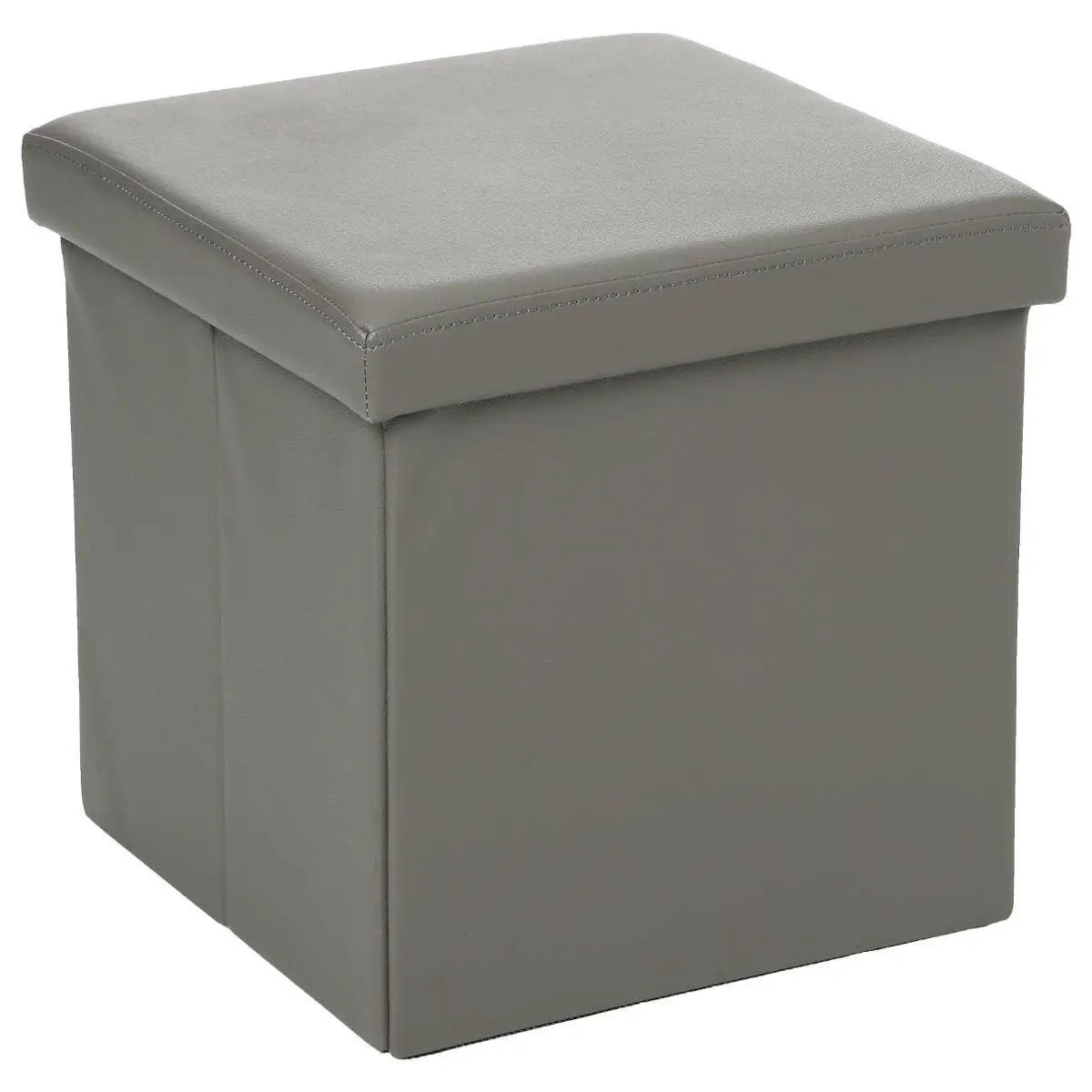 Poef hocker opbergbox grijs polyester-mdf 38 x 38 cm opvouwbaar