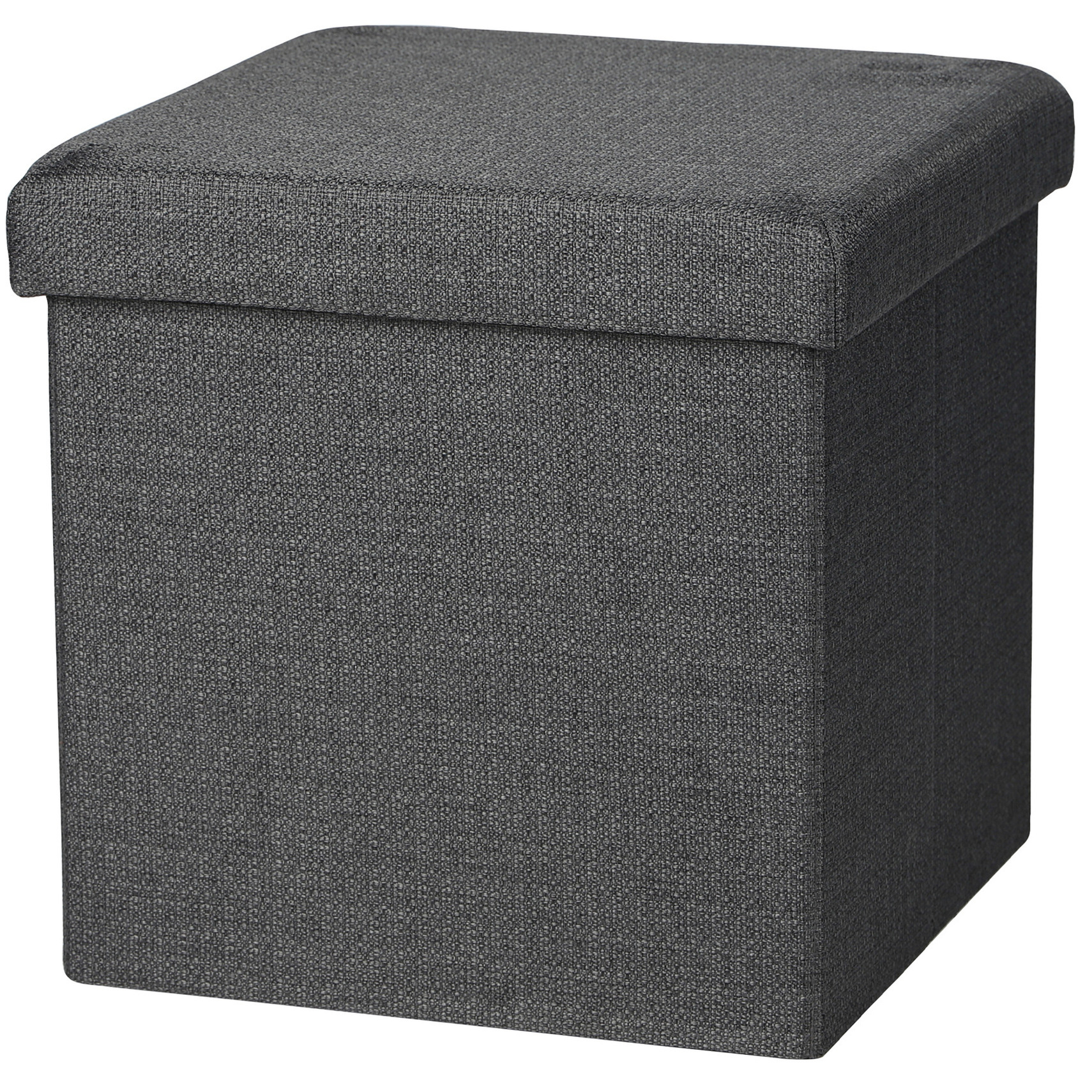 Poef-hocker opbergbox zit krukje donkergrijs polyester-mdf 38 x 38 cm opvouwbaar