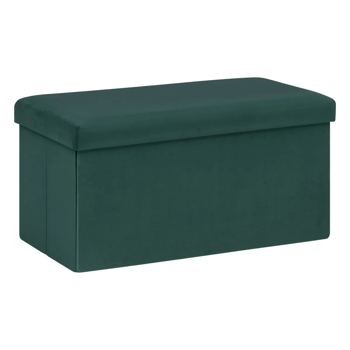 Poef-krukje-hocker Amber Opvouwbare zit opslag box fluweel smaragd groen 76 x 38 x 38 cm