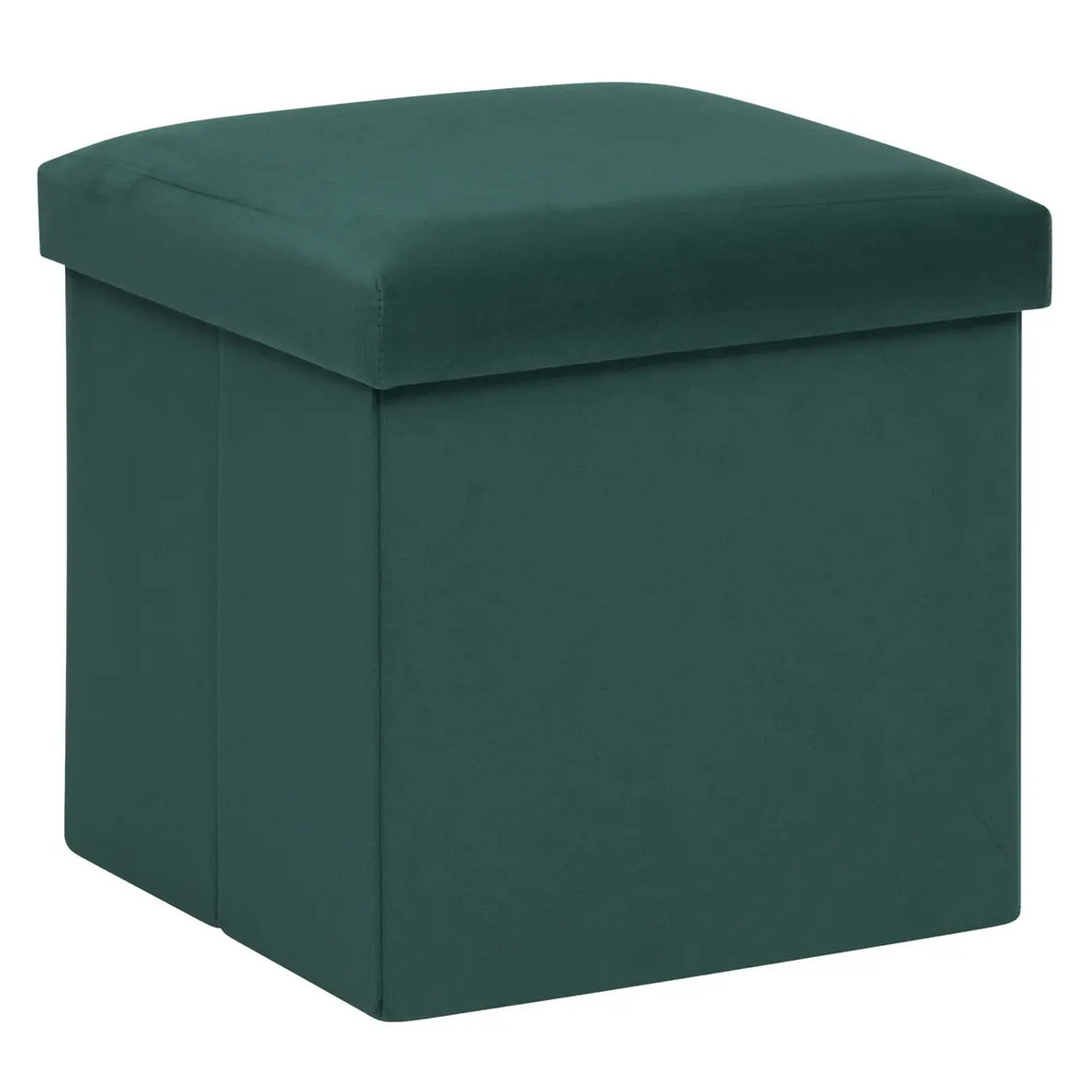 Poef-krukje-hocker Amber Opvouwbare zit opslag box fluweel smaragd groen D38 x H38 cm