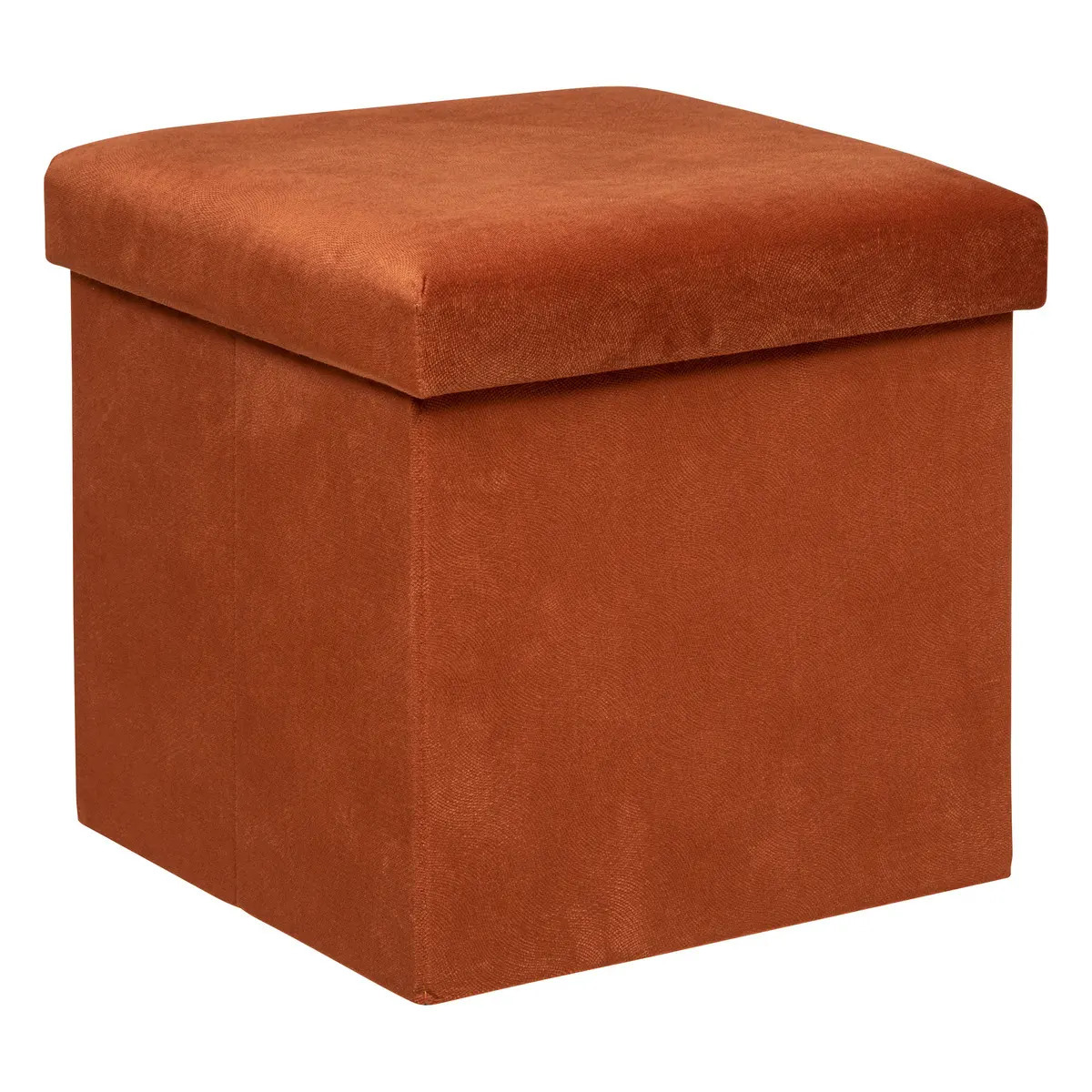 Poef-krukje-hocker Amber Opvouwbare zit opslag box fluweel Terracotta D38 x H38 cm