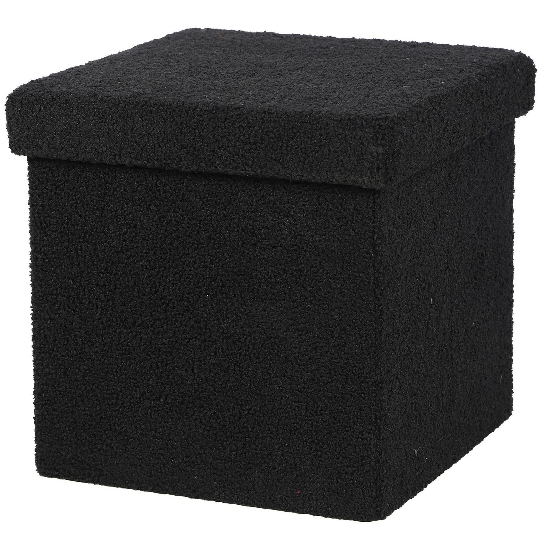 Poef Teddy BOX hocker opbergbox zwart polyester-mdf 38 x 38 cm opvouwbaar