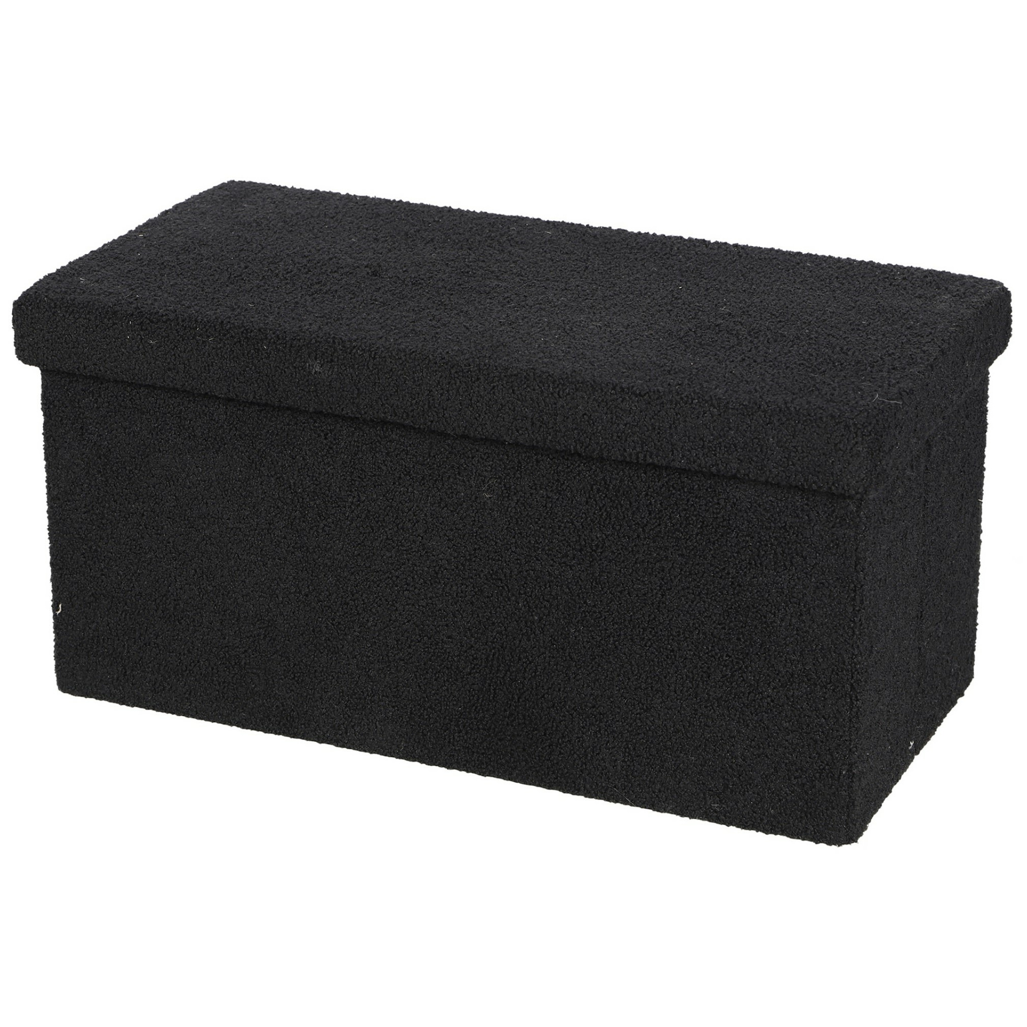 Poef XXL Square BOX hocker opbergbox zwart polyester-mdf 76 x 38 x 38 cm opvouwbaar