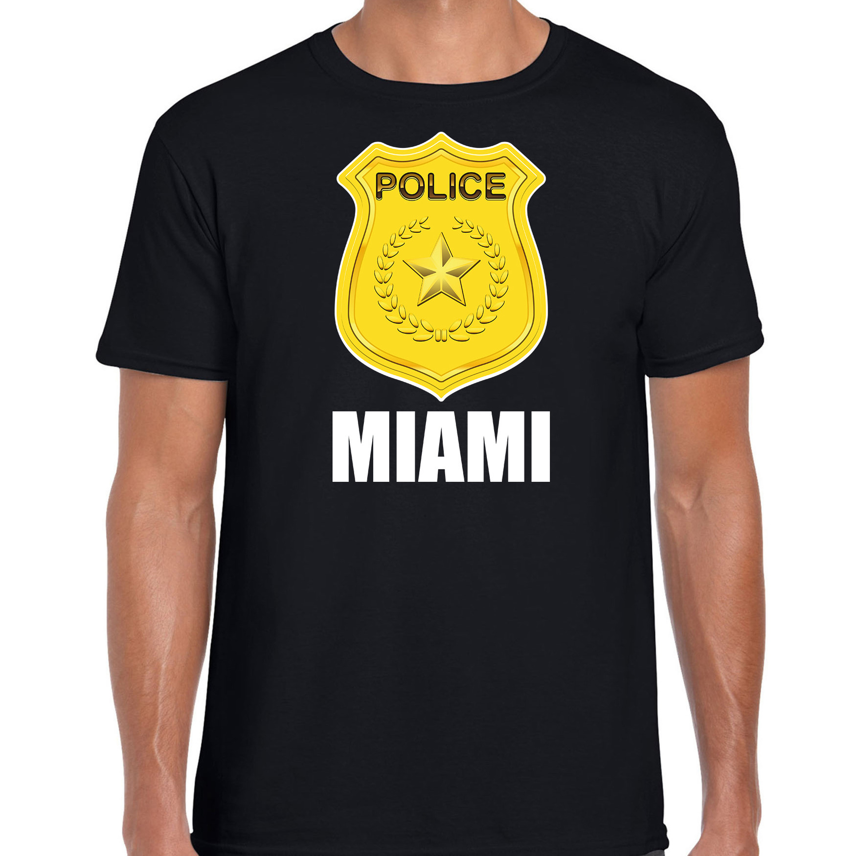 Police-politie embleem Miami verkleed t-shirt zwart voor heren