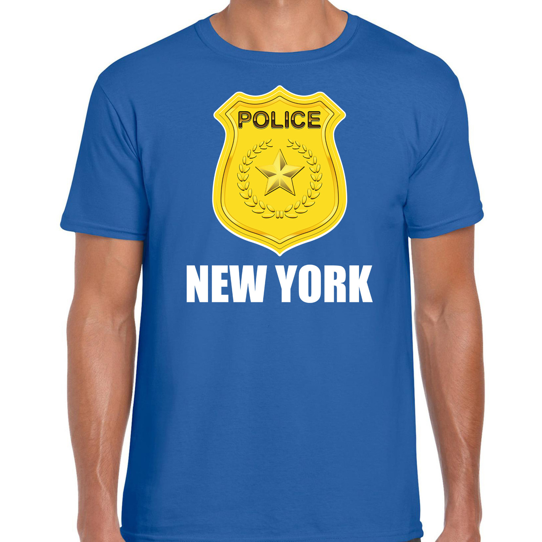 Police-politie embleem New York verkleed t-shirt blauw voor heren