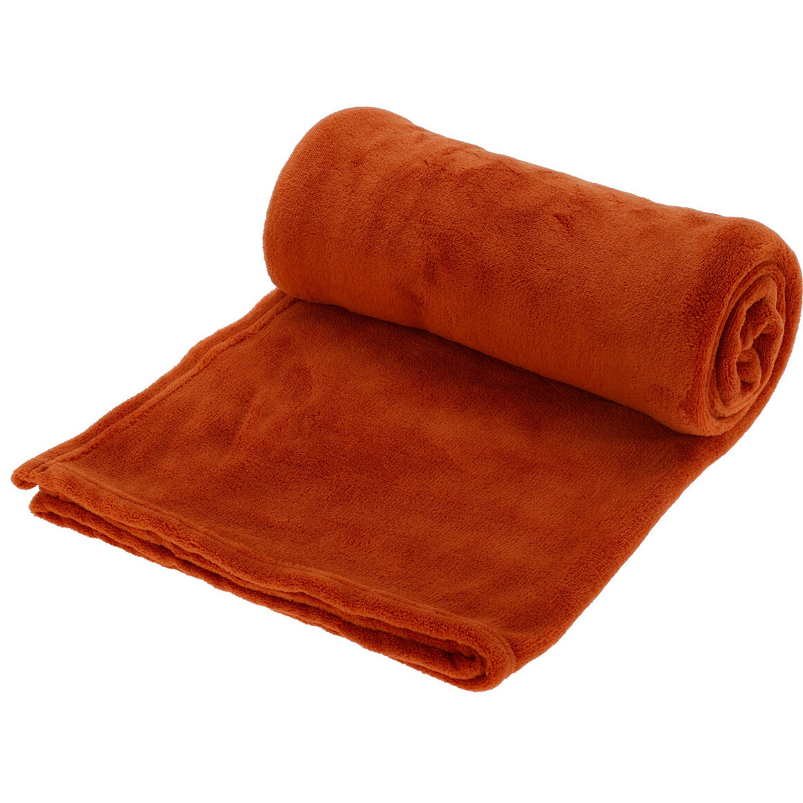 Polyester fleece deken-dekentje-plaid 125 x 150 cm roest oranje