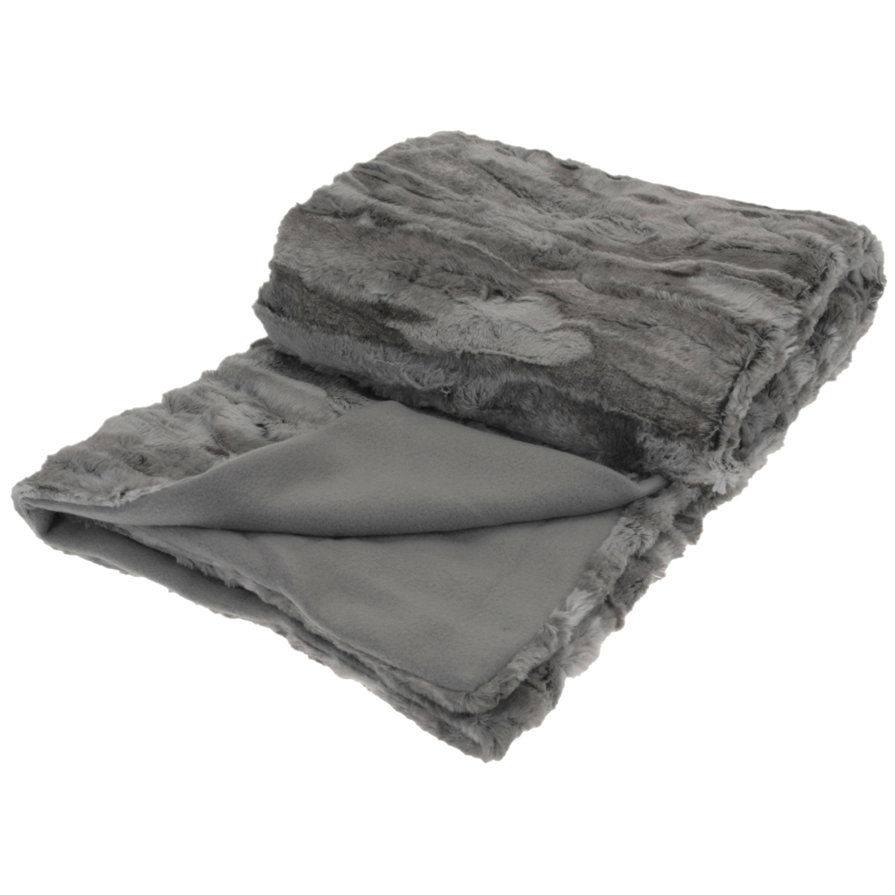 Polyester fleece deken-dekentje-plaid 130 x 150 cm titanium grijs