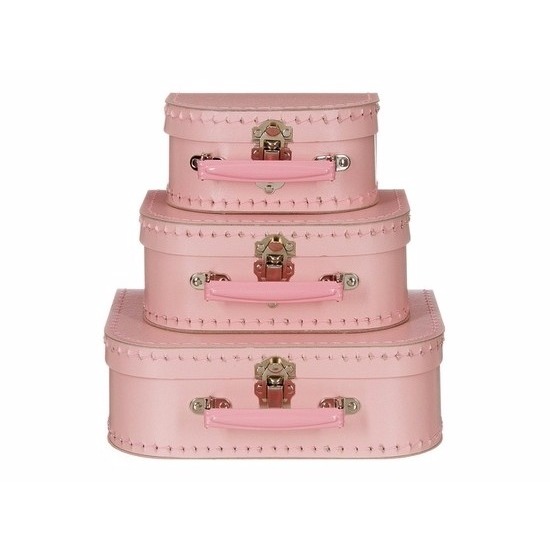Poppen koffertje licht roze 16 cm
