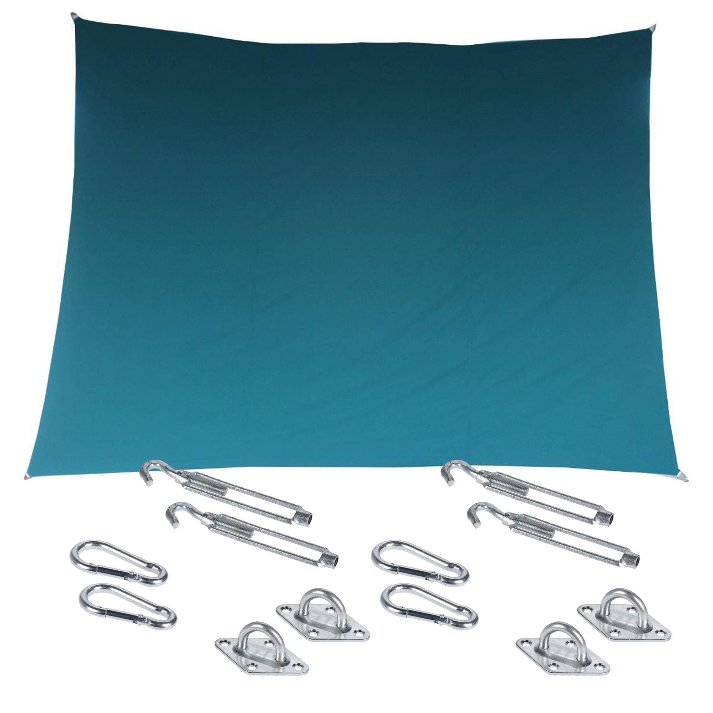 Premium kwaliteit schaduwdoek-zonnescherm Shae rechthoekig blauw 3 x 4 meter met ophanghaken