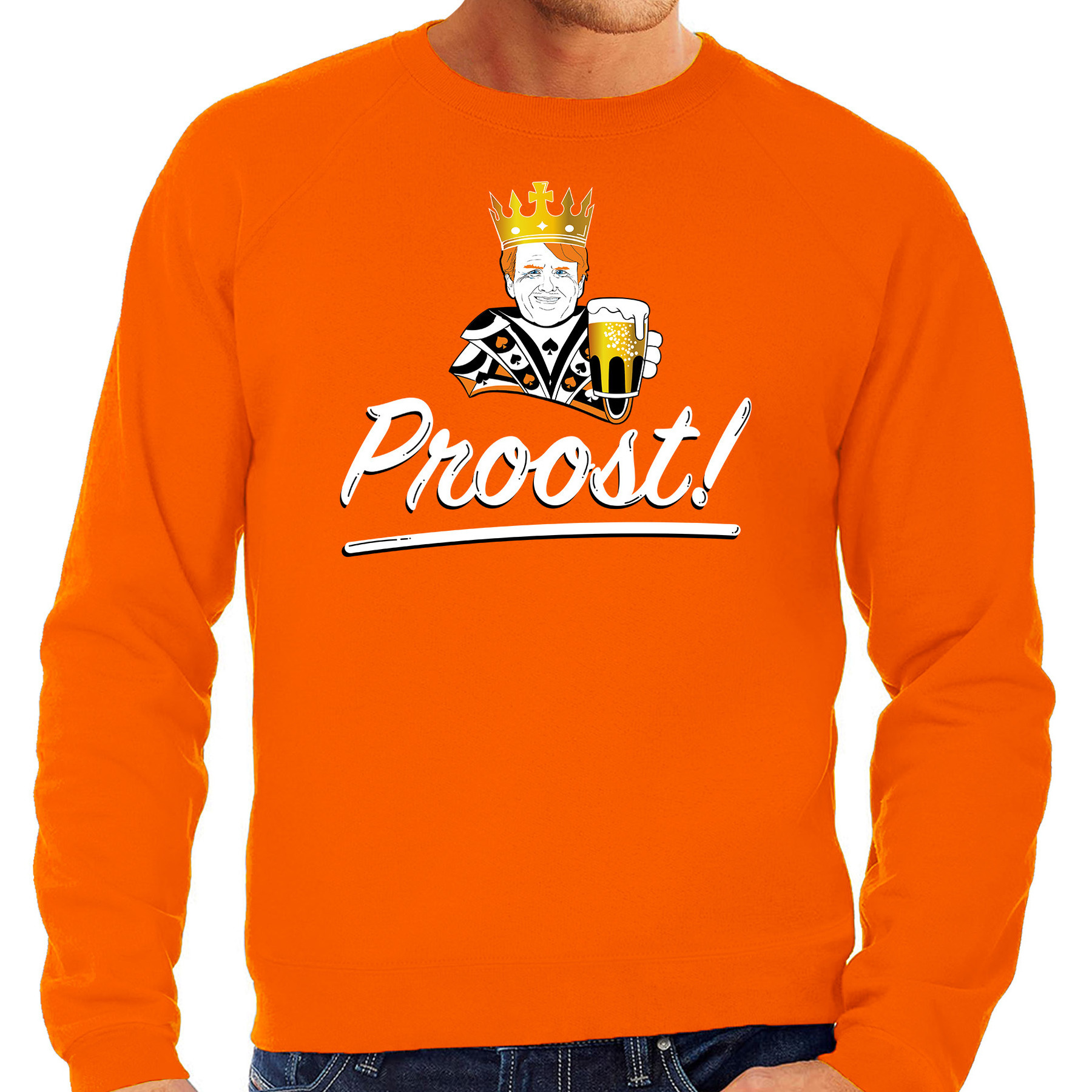 Proost sweater oranje voor heren Koningsdag truien