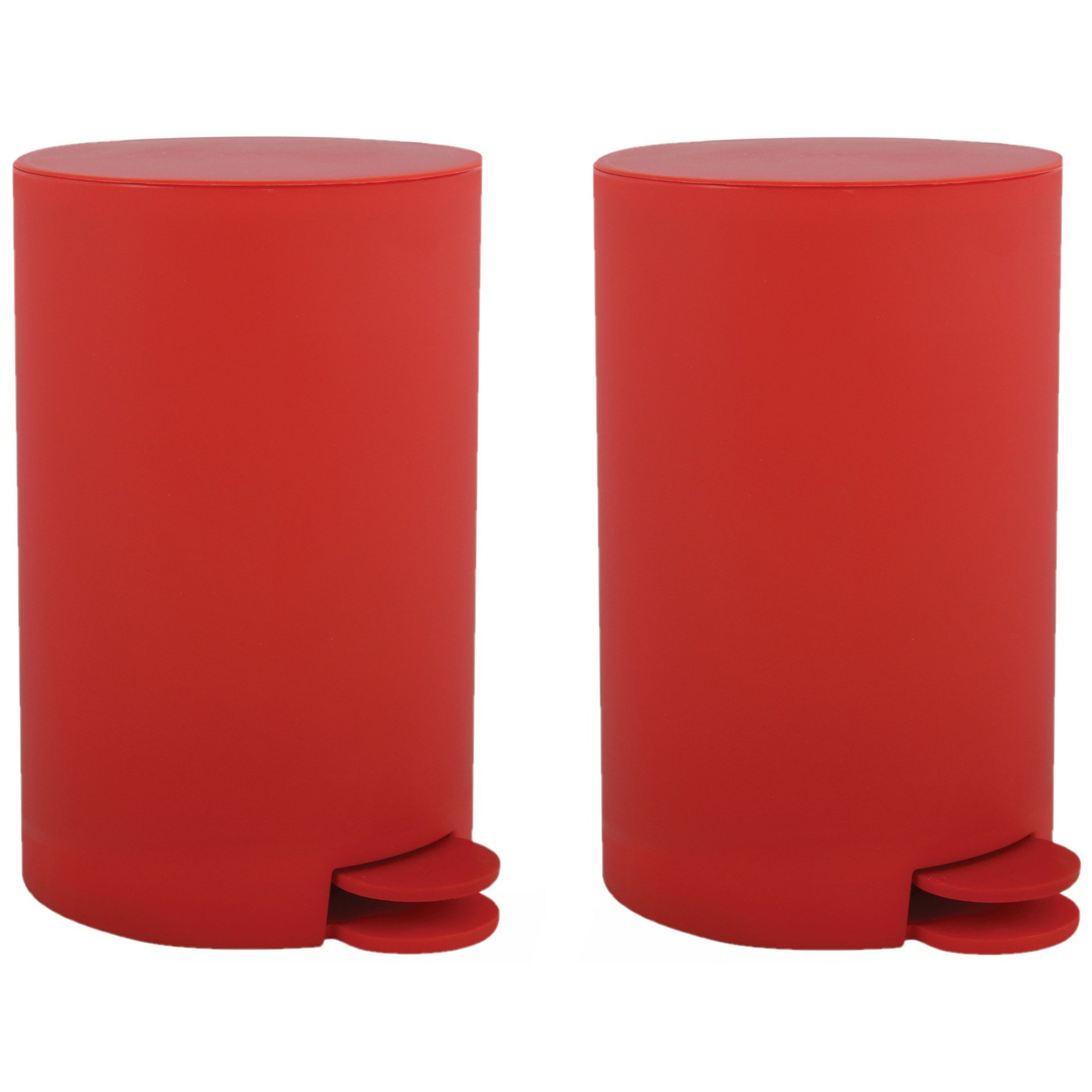 Prullenbak-pedaalemmer 2x kunststof rood 3 liter 15 x 27 cm Badkamer-toilet