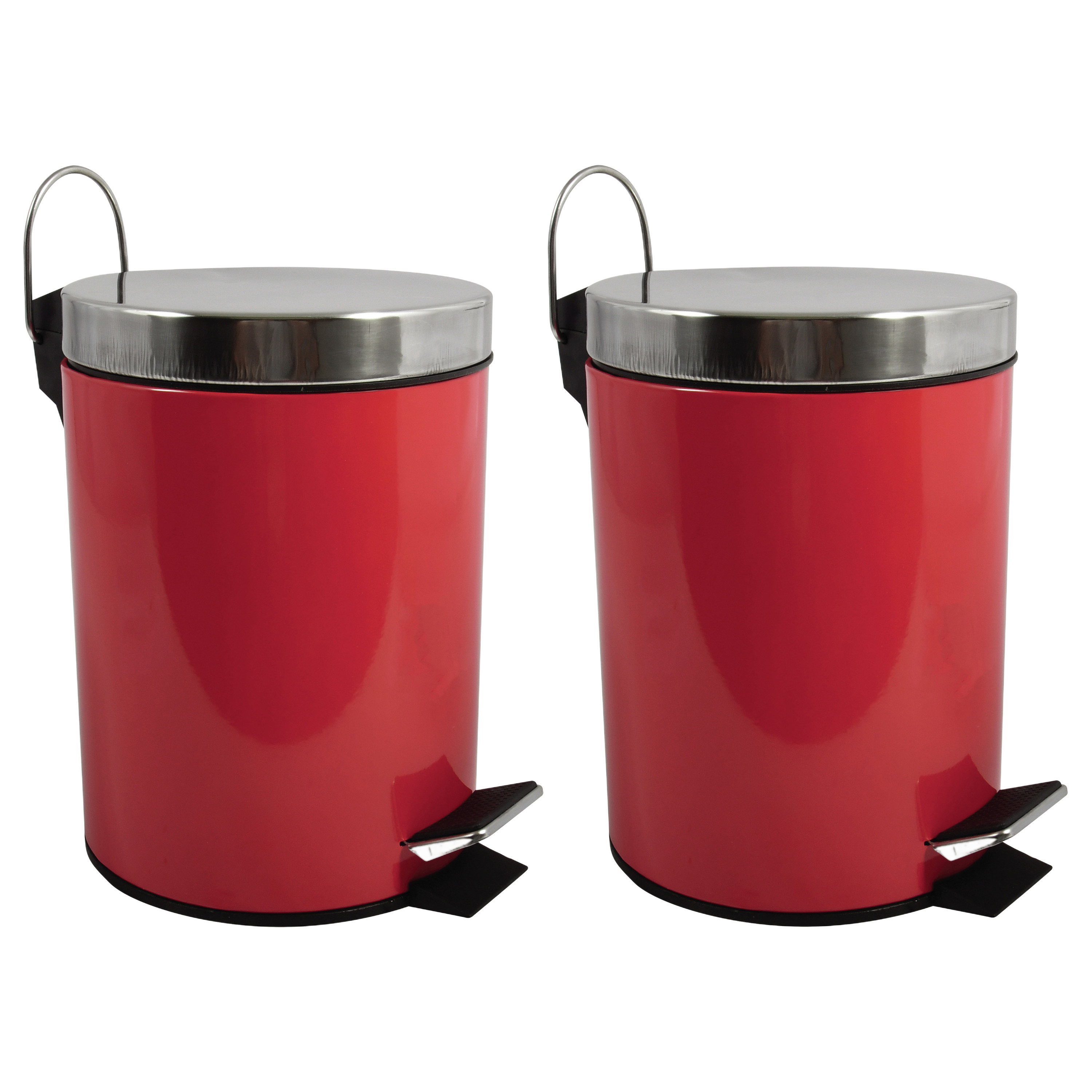 Prullenbak-pedaalemmer 2x metaal rood 3 liter 17 x 25 cm Badkamer-toilet