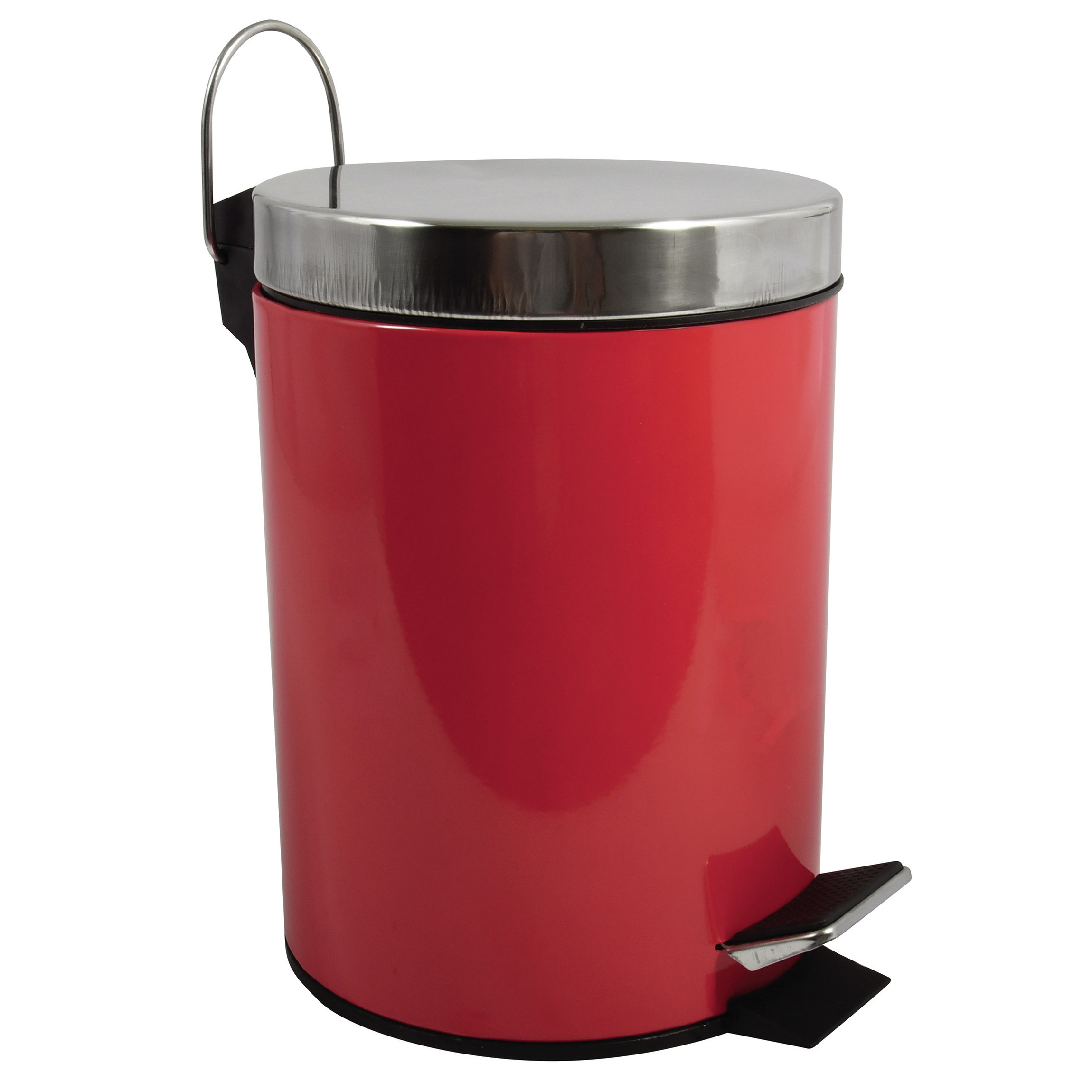 Prullenbak-pedaalemmer metaal rood 3 liter 17 x 25 cm Badkamer-toilet