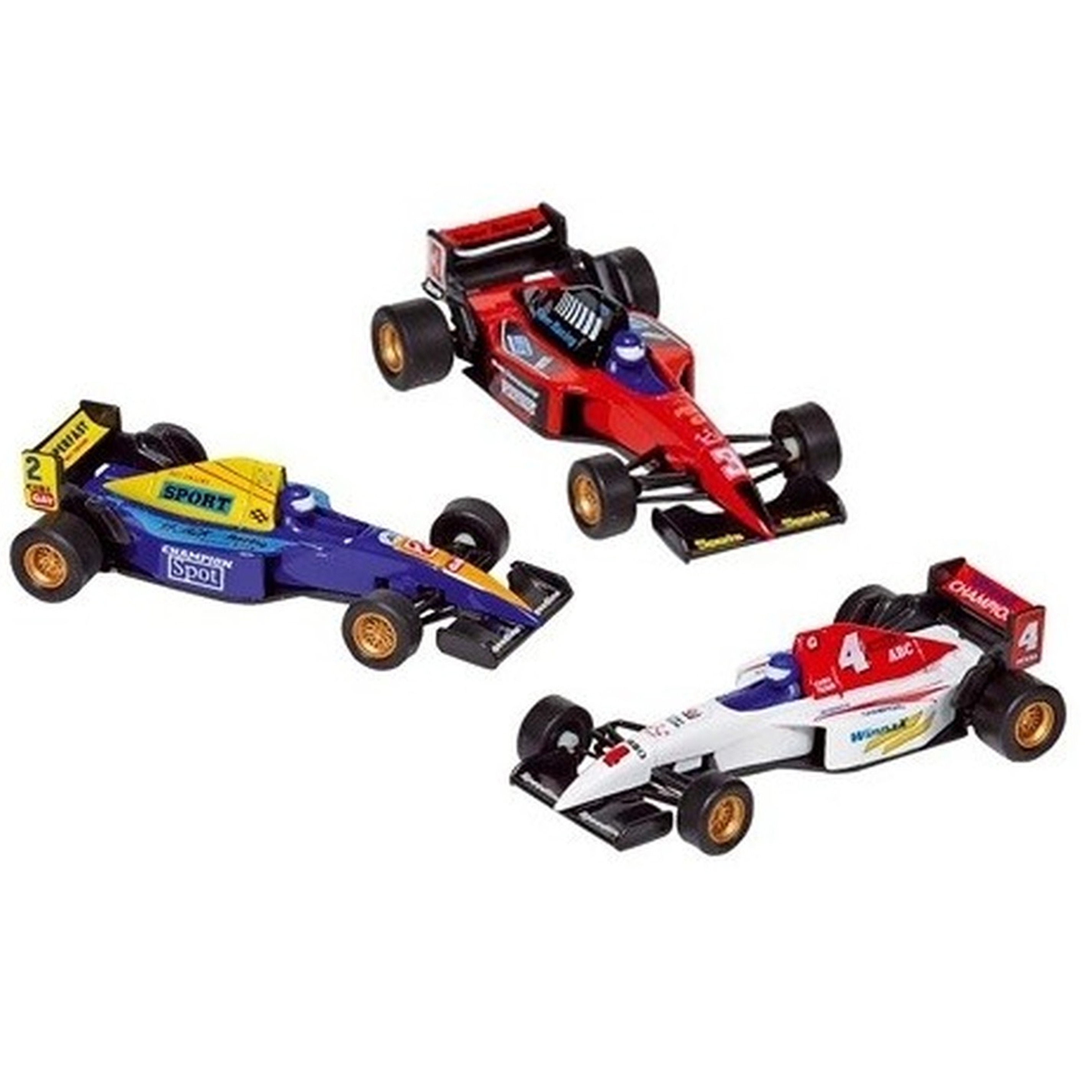 Raceauto speelgoed set van 3x stuks Formule 1 wagens 10 cm