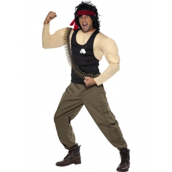 Rambo kostuum met spieren voor heren
