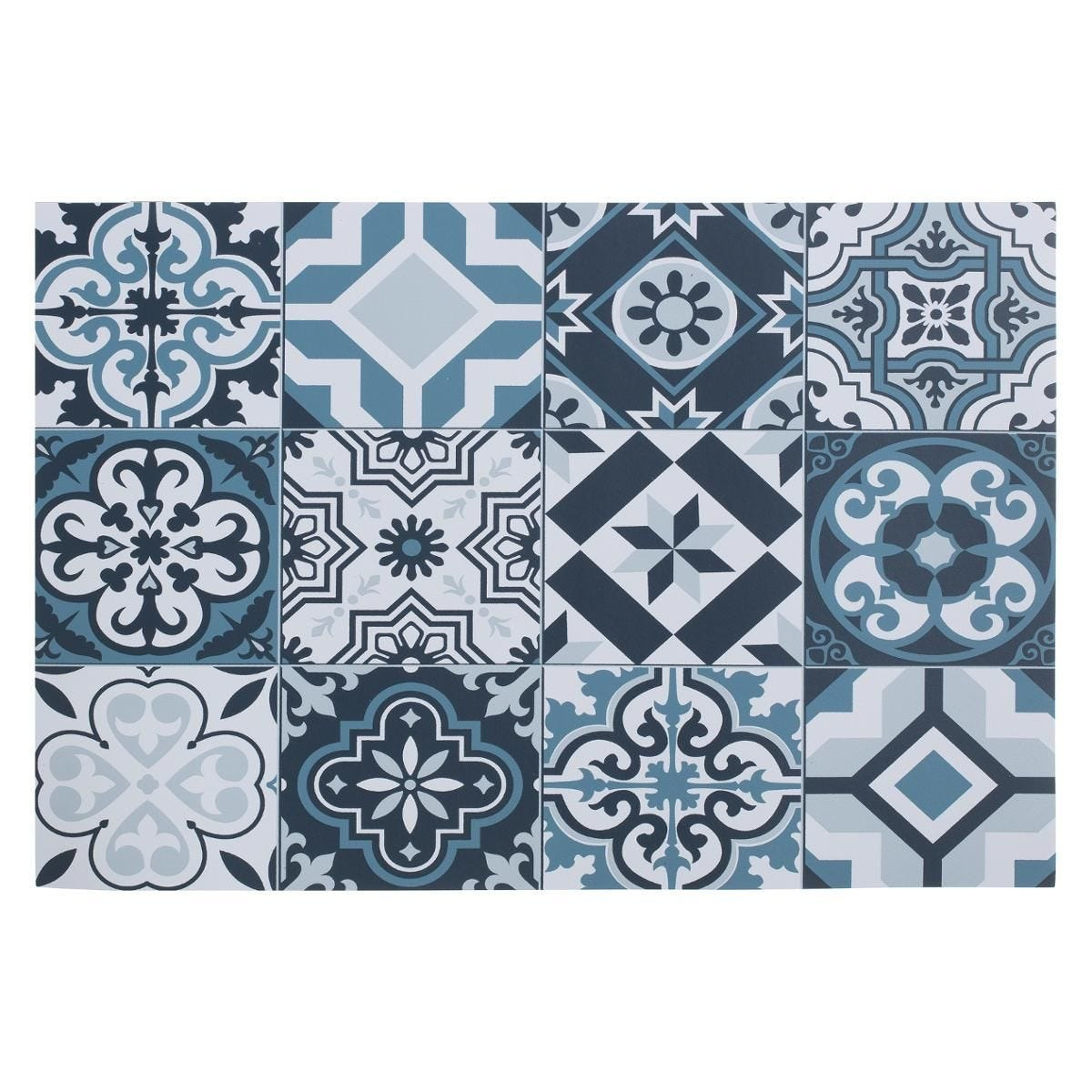Secret de Gourmet Rechthoekige placemat mozaiek blauw vinyl 45 x 30 cm -