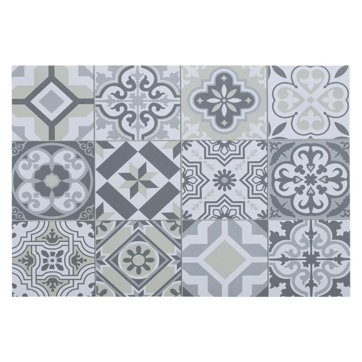 Secret de Gourmet Rechthoekige placemat mozaiek grijs vinyl 45 x 30 cm -
