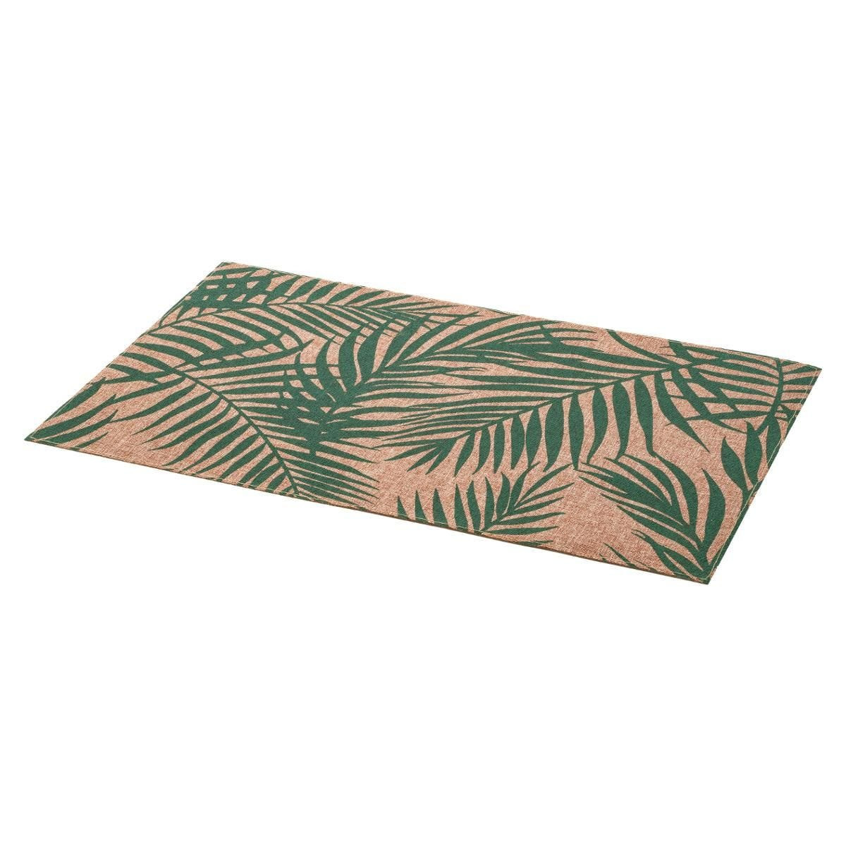Secret de Gourmet Rechthoekige placemat Palm groen linnen mix 45 x 30 cm -
