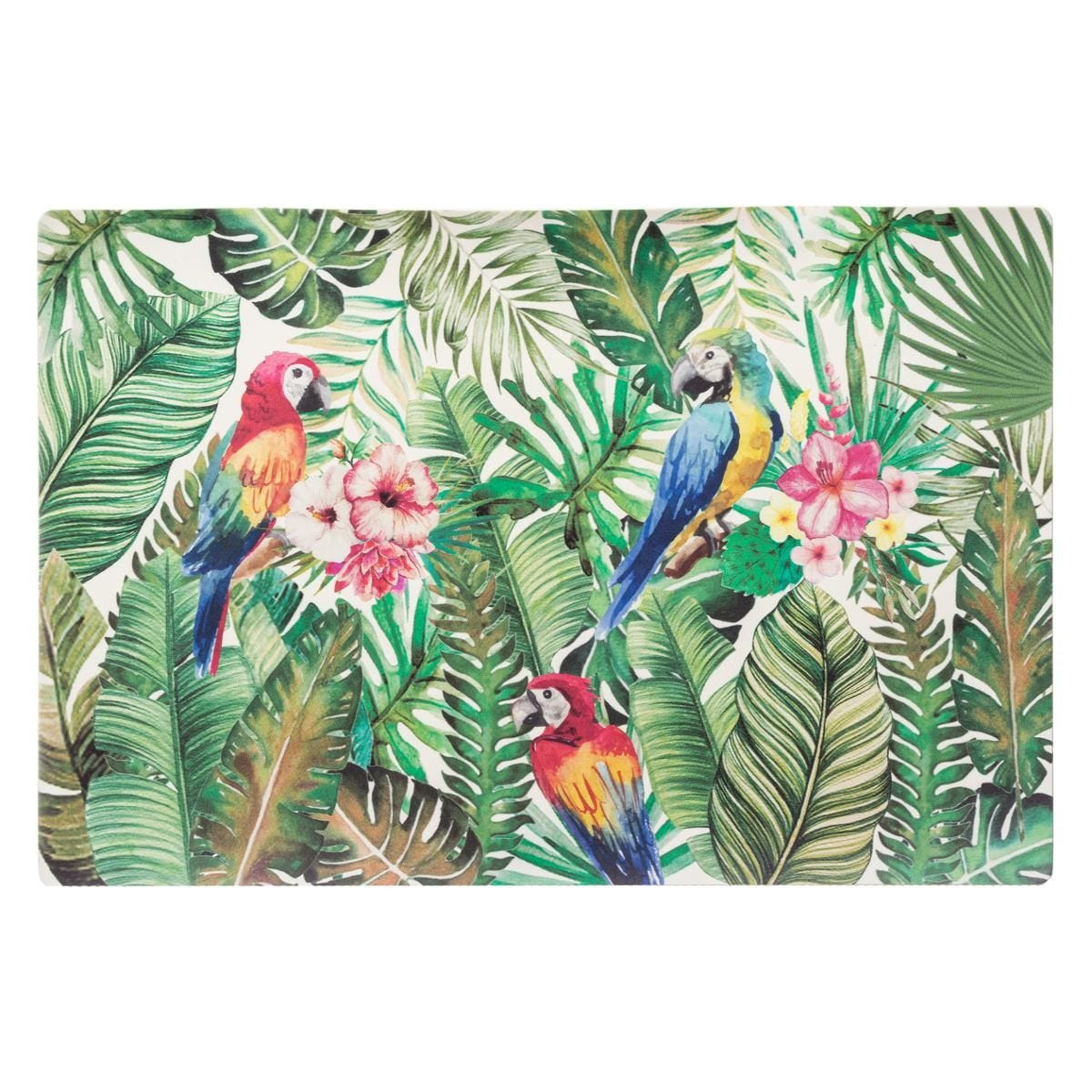 Secret de Gourmet Rechthoekige placemat Tropisch papegaaien PVC 45 x 30 cm -