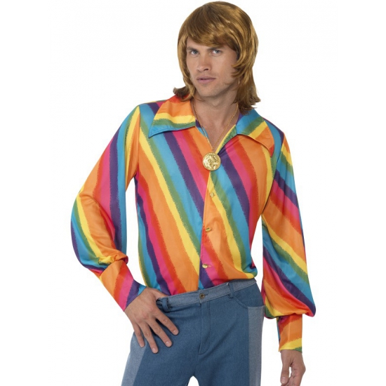 Regenboog 70s shirt