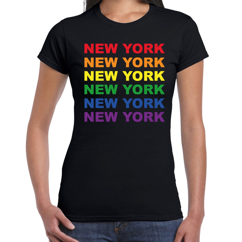 Regenboog New York gay pride zwart t-shirt voor dames