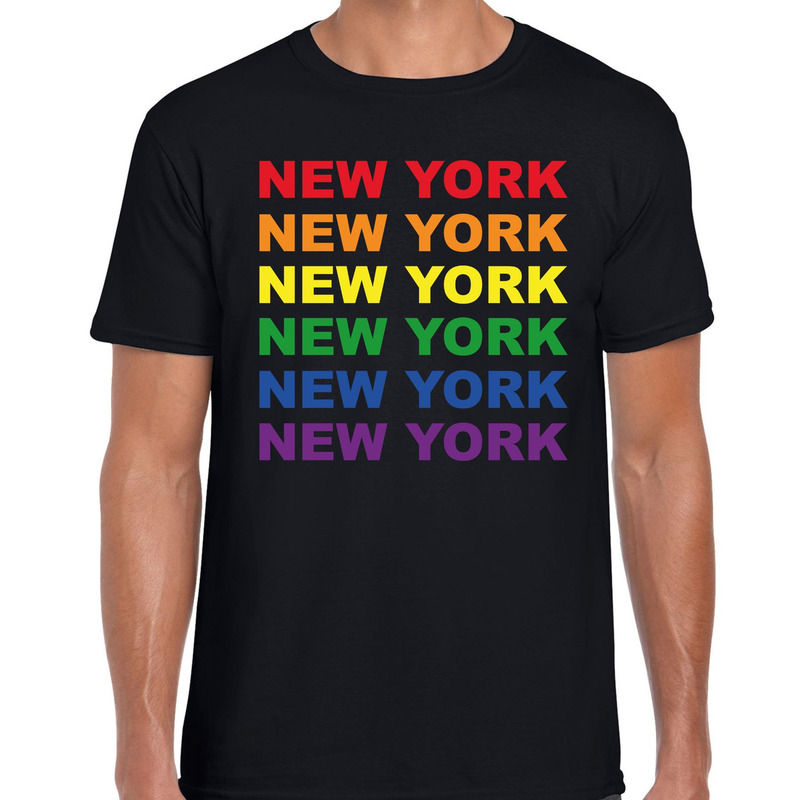 Regenboog New York gay pride zwart t-shirt voor heren