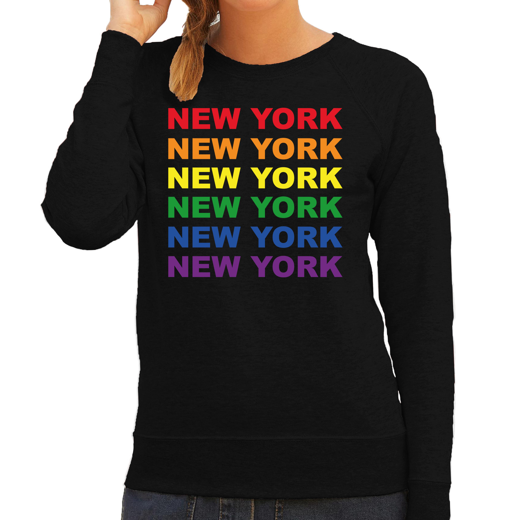 Regenboog New York gay pride zwarte sweater voor dames